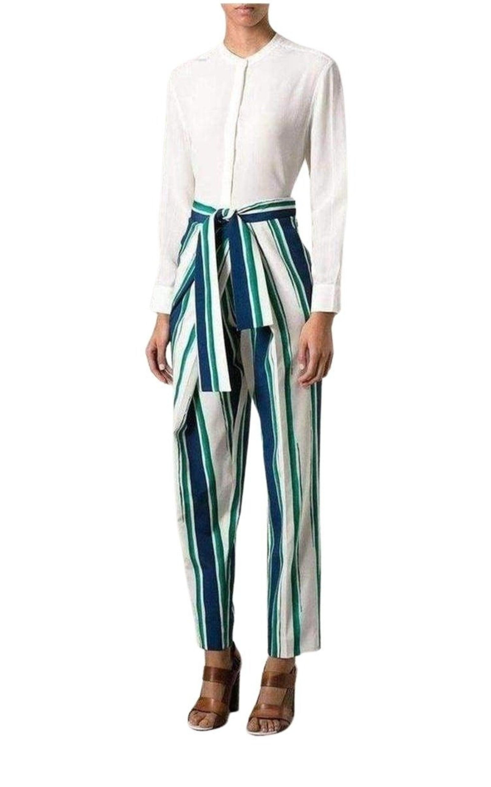 Striped Sarong Silk Trousers - 2