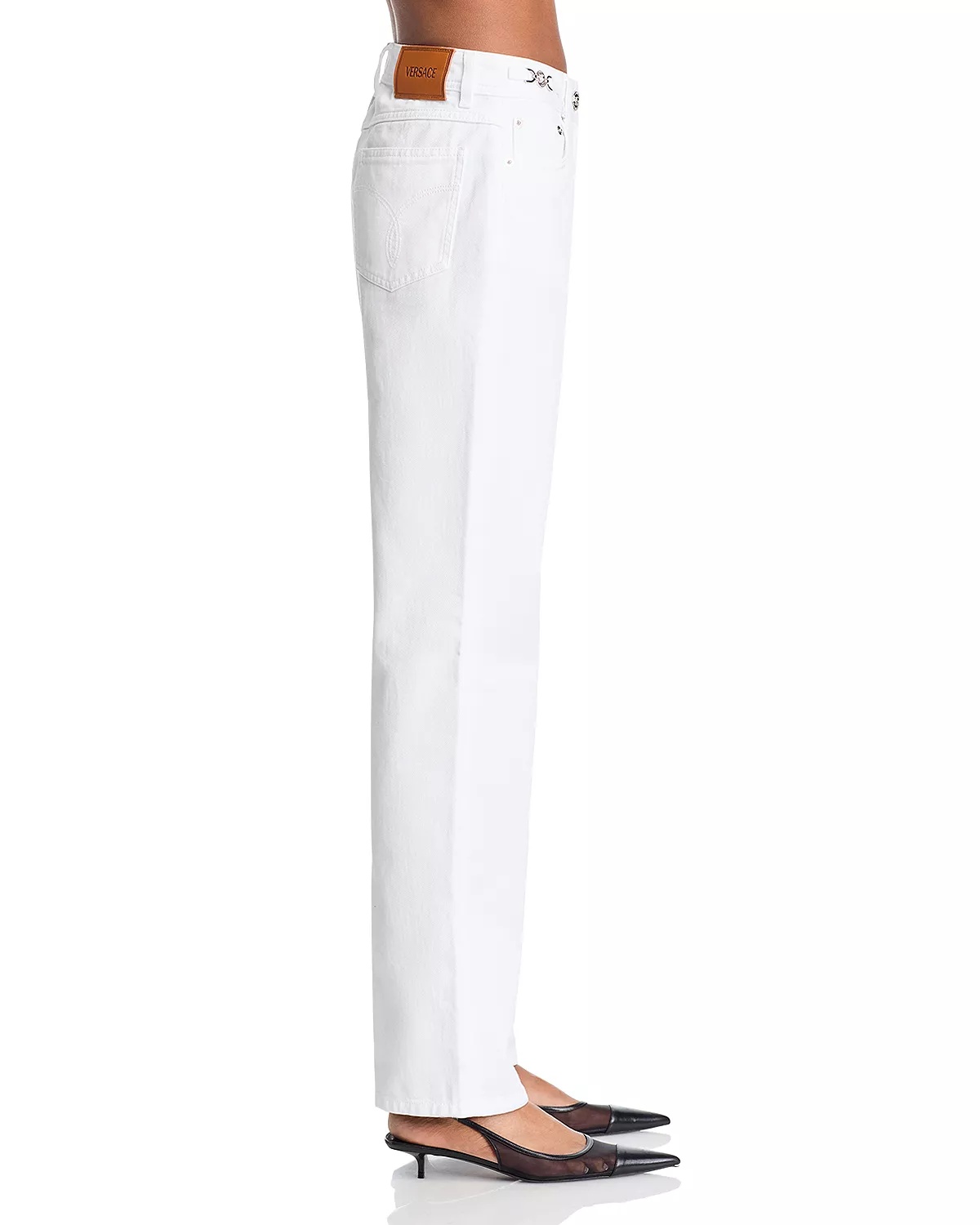High Rise Jeans in White - 4