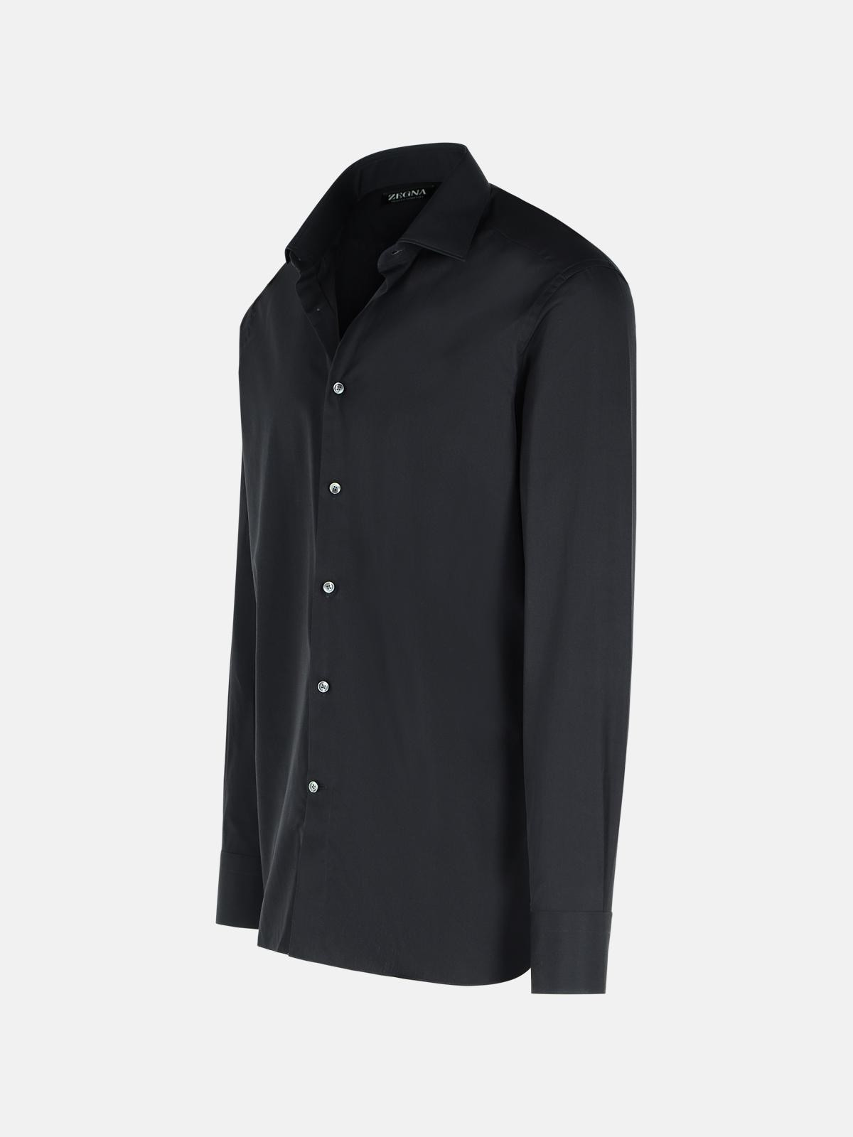 'TROFEO' BLACK COTTON SHIRT - 2