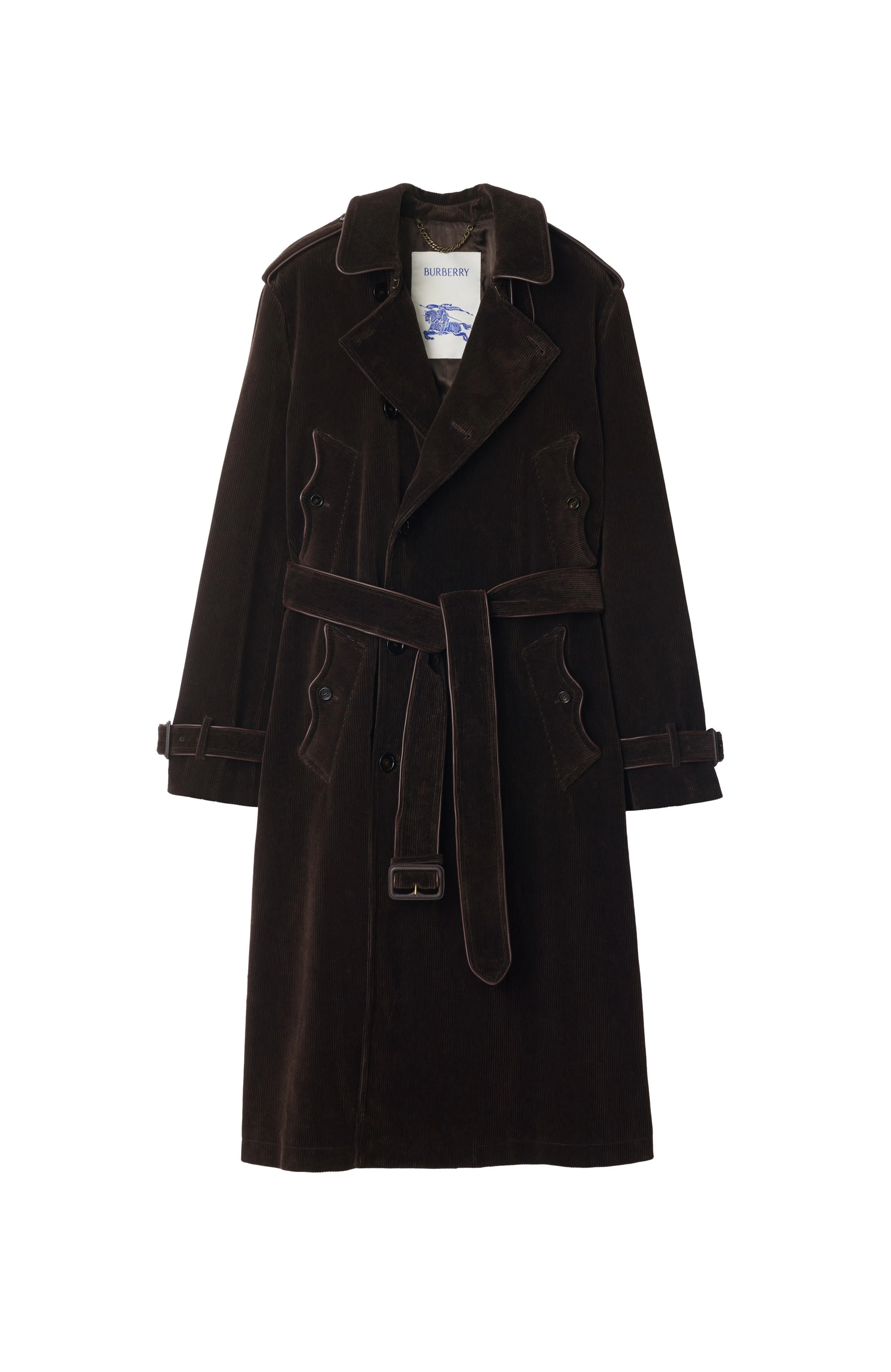 burberry Long Corduroy Trench Coat in Clove Brown at Nordstrom - 1