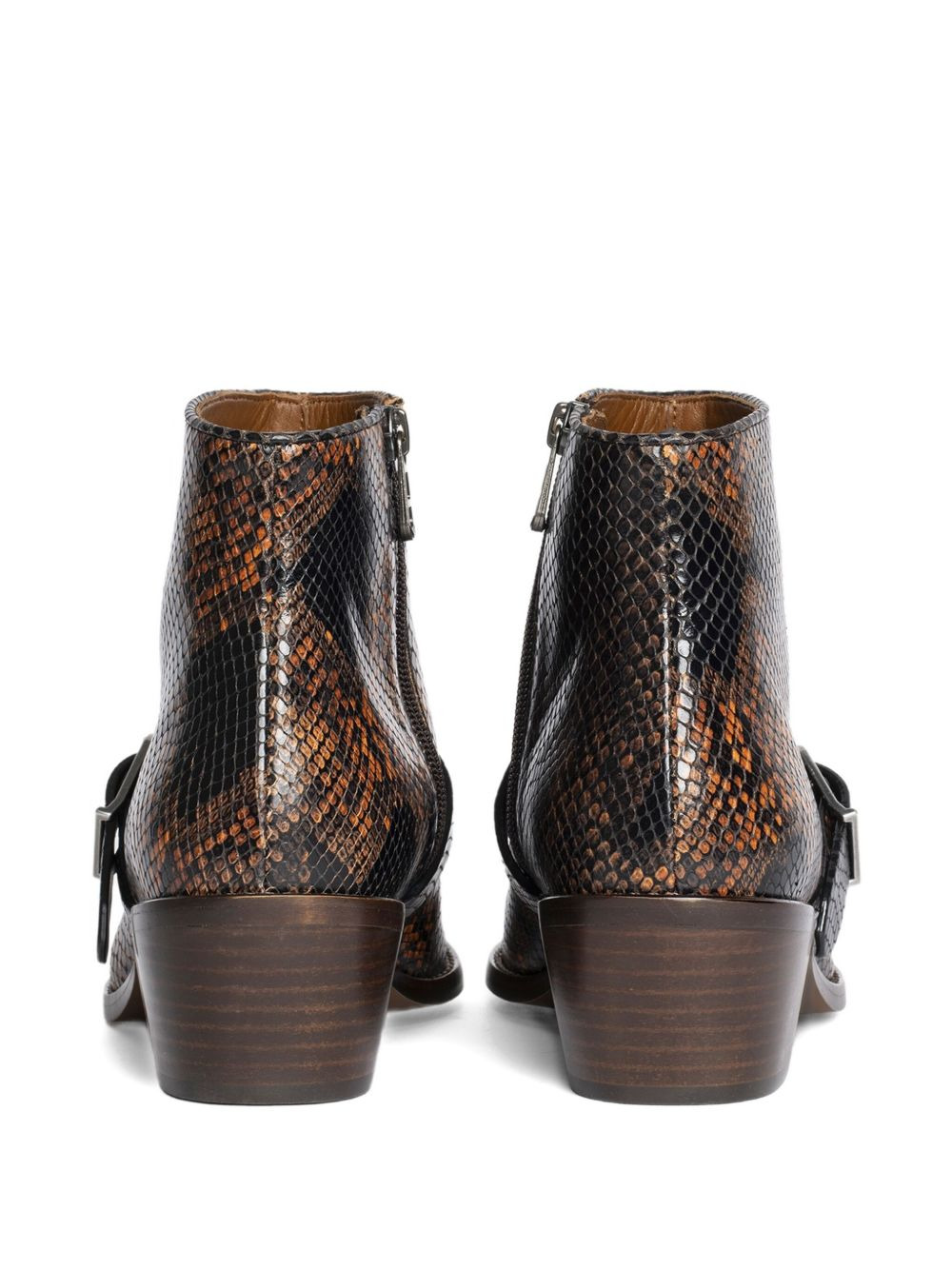 snakeskin-effect buckle boots - 3