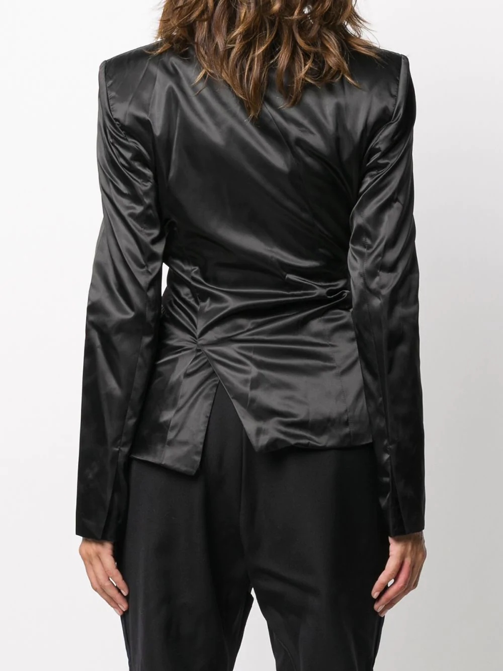 asymmetric satin blazer - 4