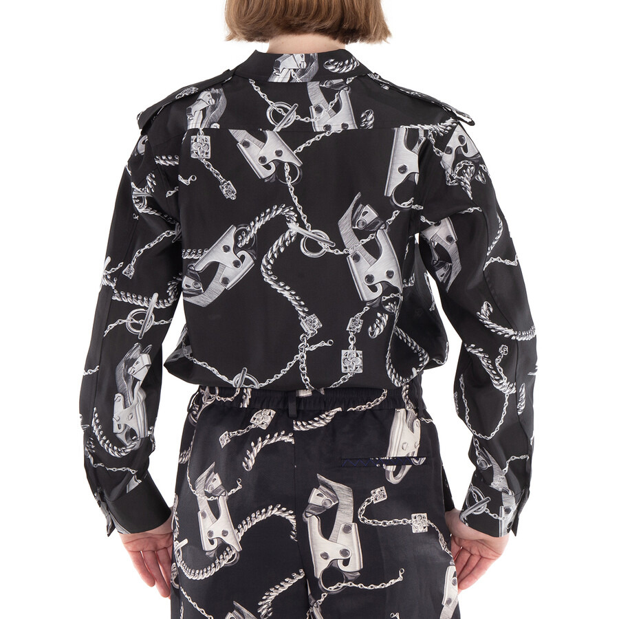 Burberry Long-Sleeve Knight Hardware Silk Shirt - 3