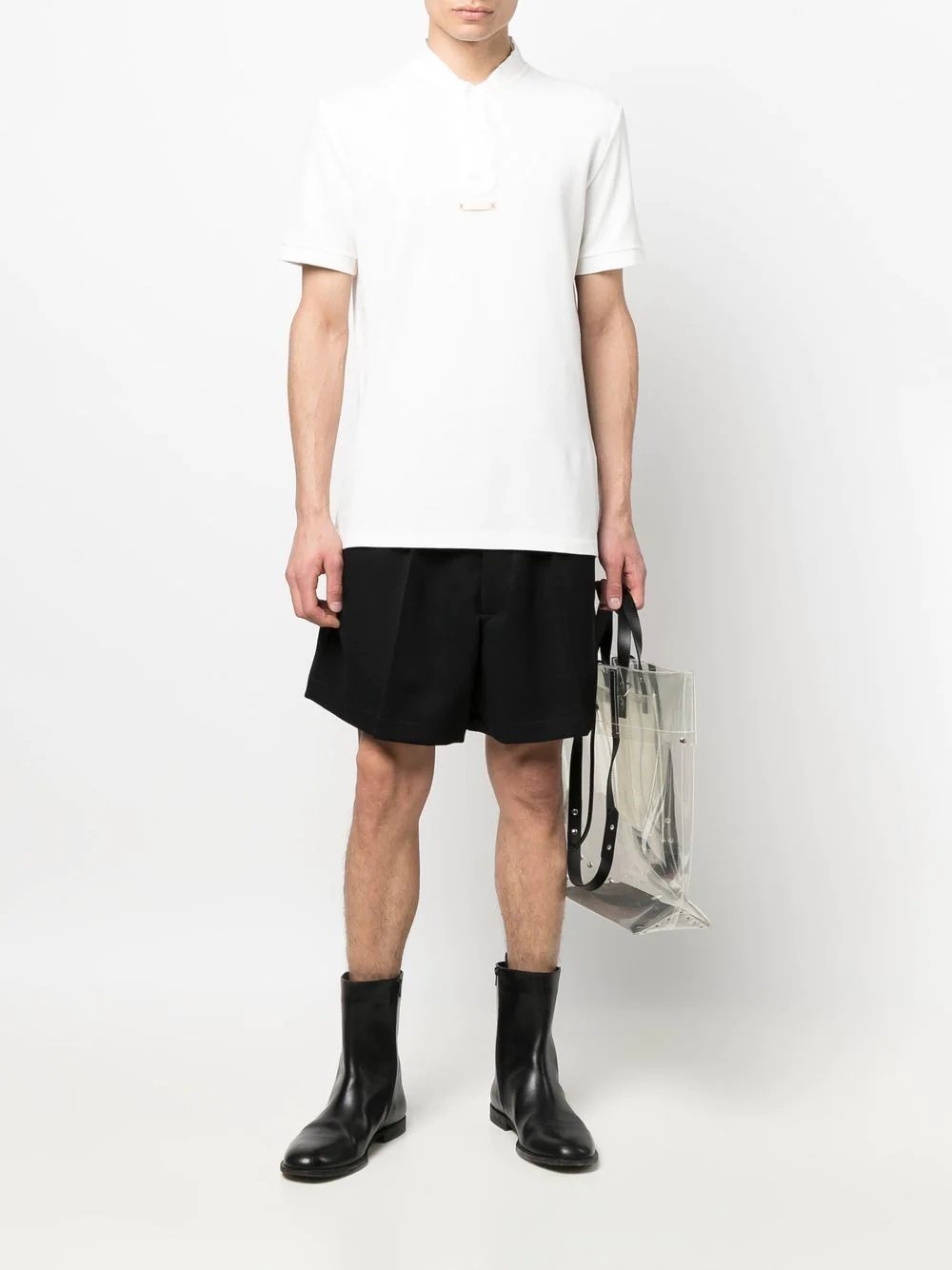 collarless polo shirt - 2