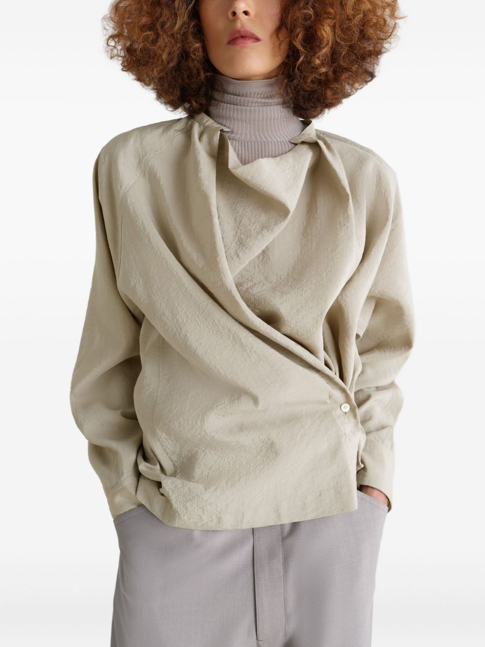 twisted draped blouse - 4