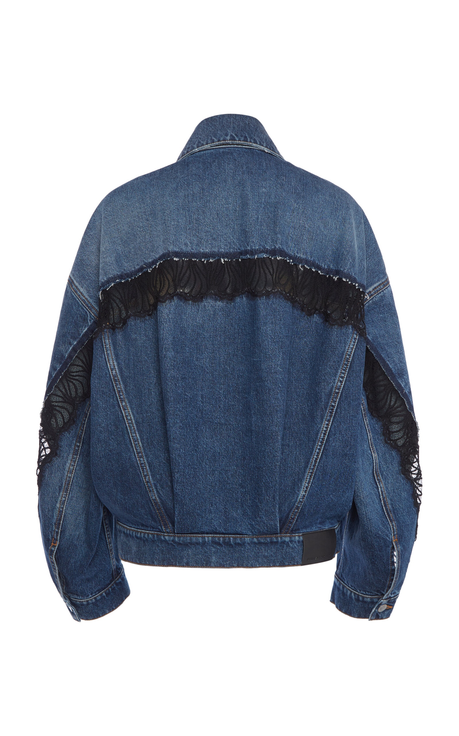 Vintage Wash Lace-Detailed Denim Jacket medium wash - 2