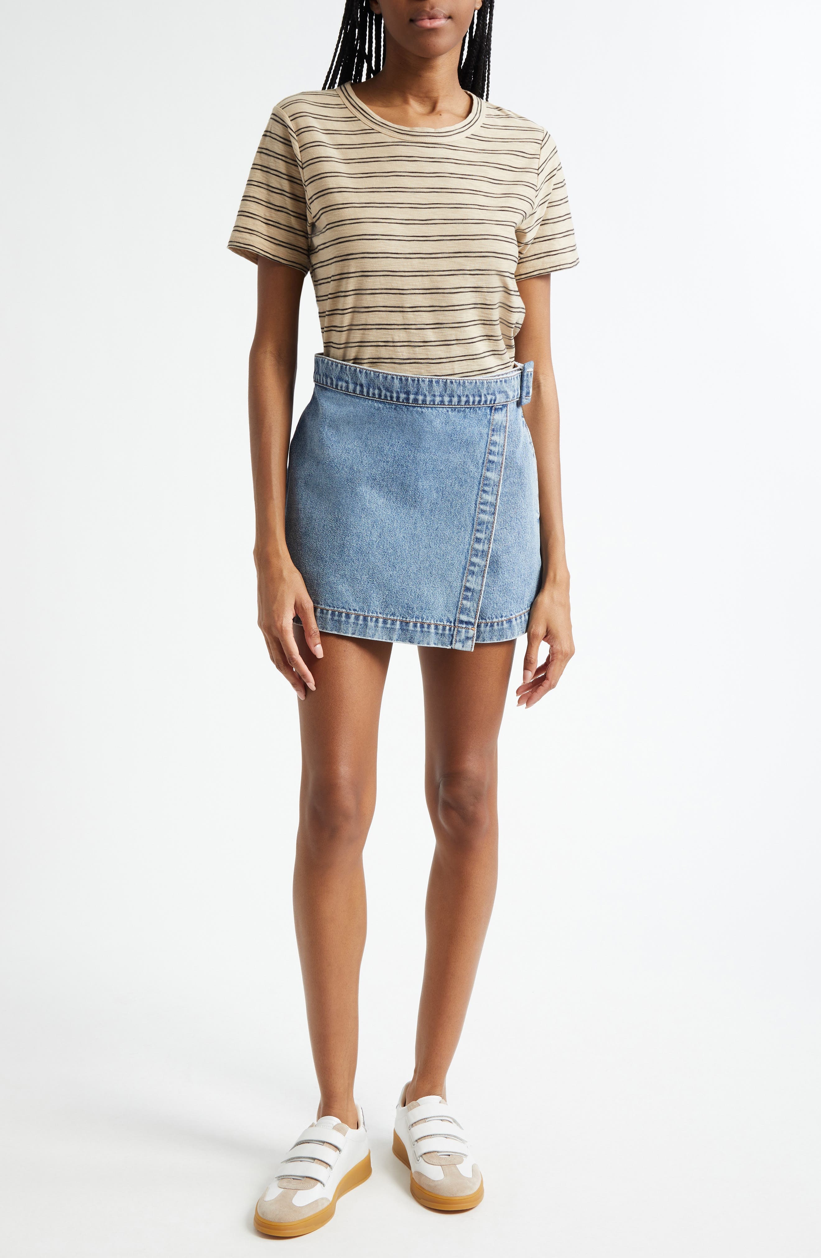 Veronica Beard Carla Crewneck Cotton T-Shirt in Stone Khaki Black at Nordstrom - 2