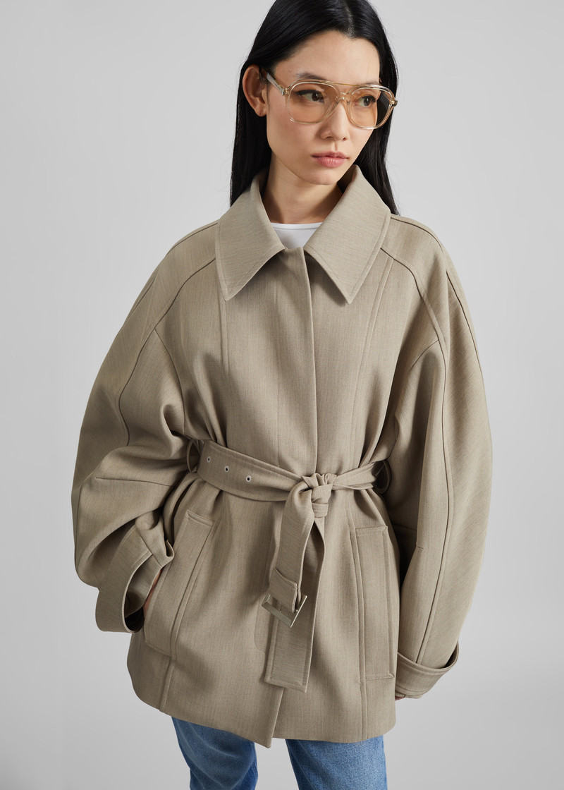 Venlo Curve Sleeve Belted Jacket - Beige 8