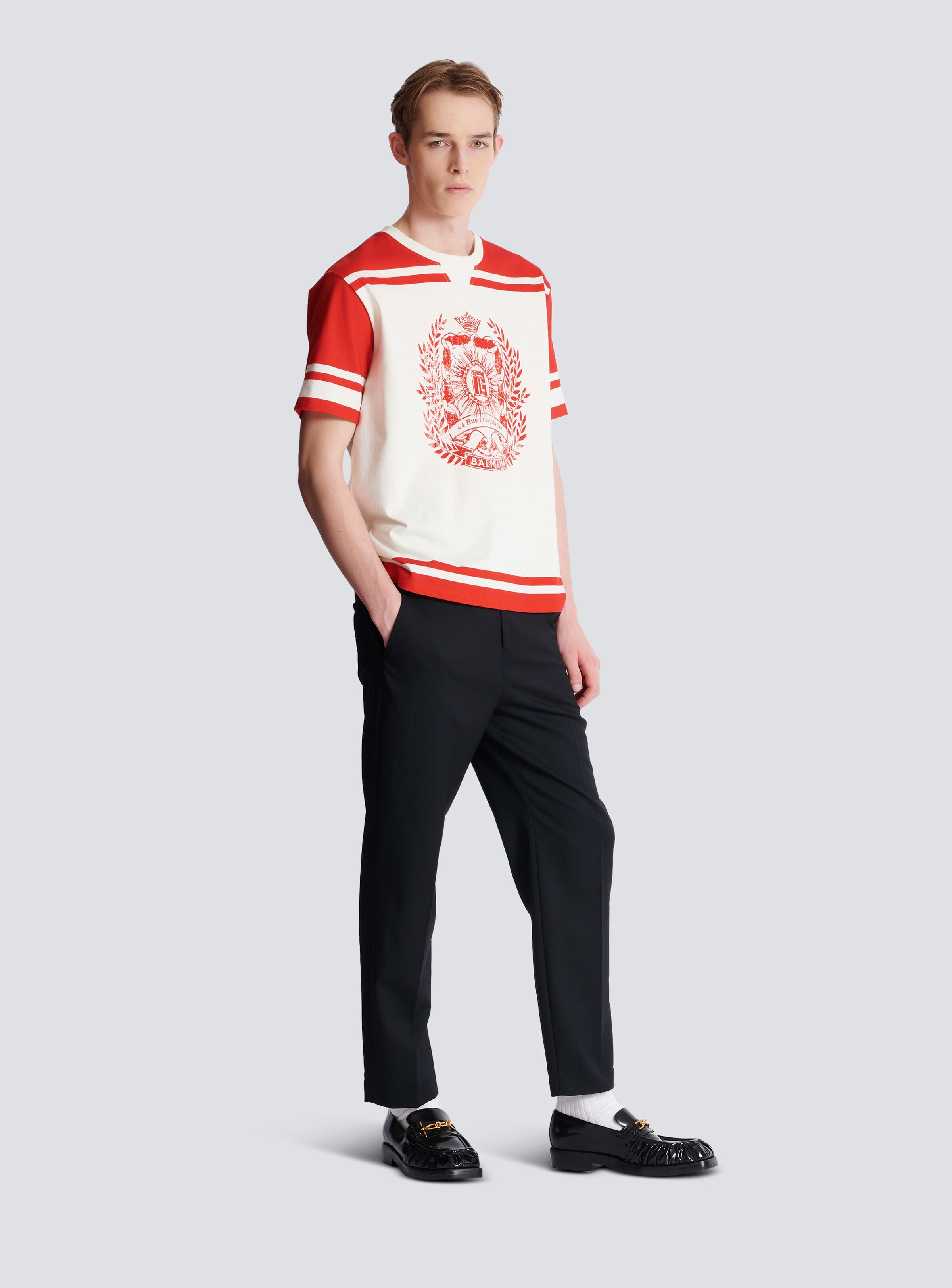 Varsity T-shirt with Balmain Écusson print - 3