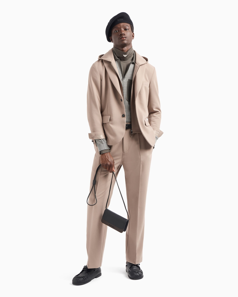 EMPORIO ARMANI Viscose-blend blazer with detachable inner panel and hood outlook