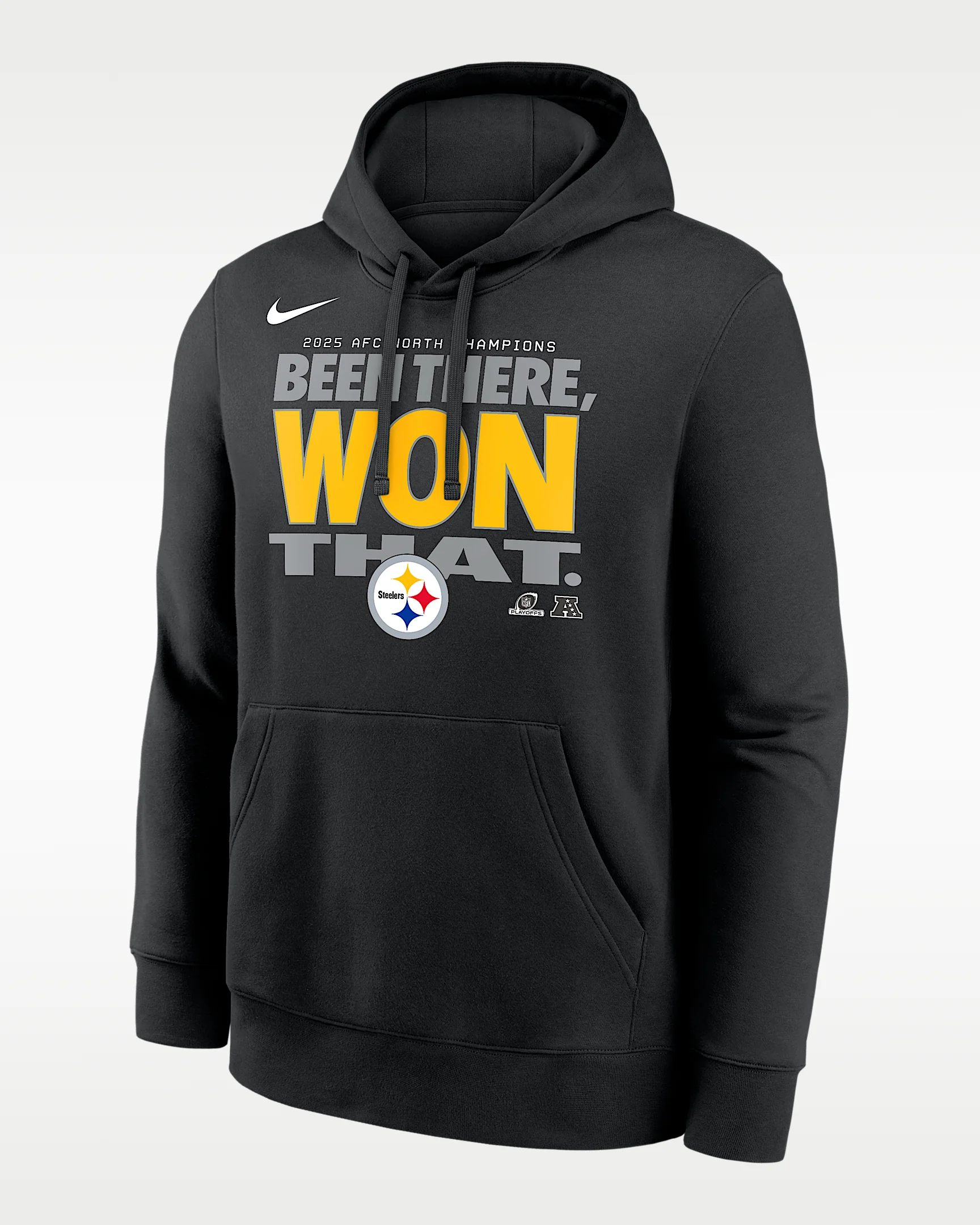 Pittsburgh Steelers 2025 AFC North Champions Trophy Men's Nike NFL Pullover Hoodie - 1