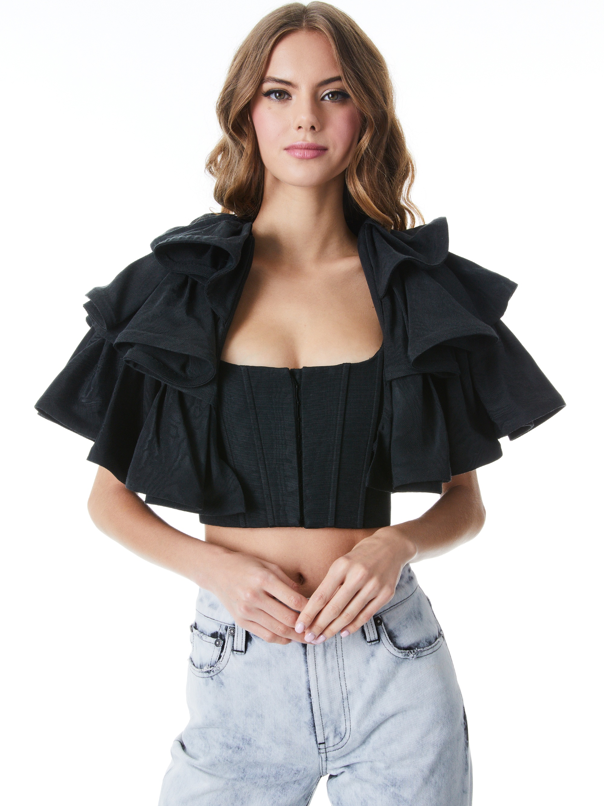ALY TIERED RUFFLE CAPELET - 2