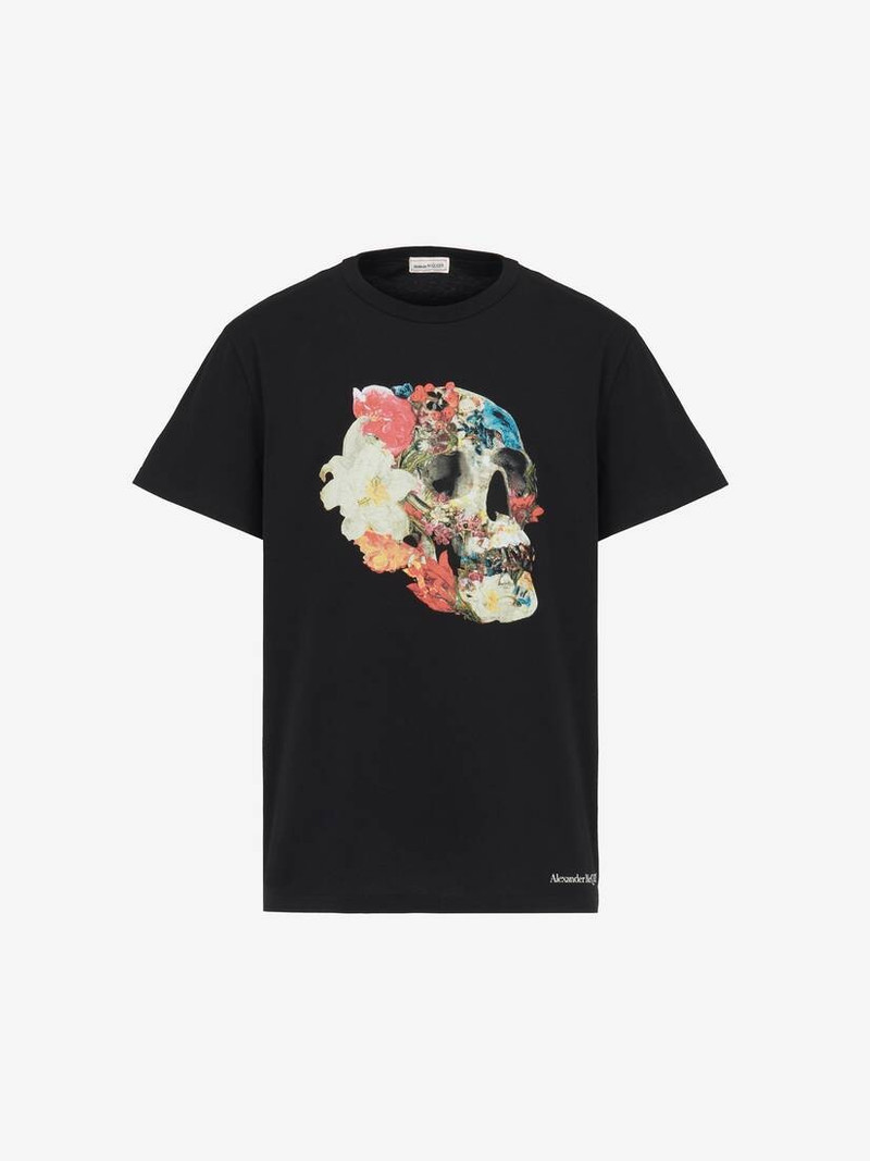 Men's Floral Skull T-shirt in Black/multicolor 1