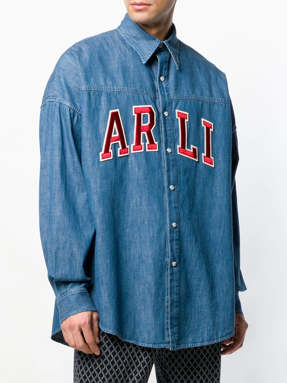 embroidered denim shirt - 3