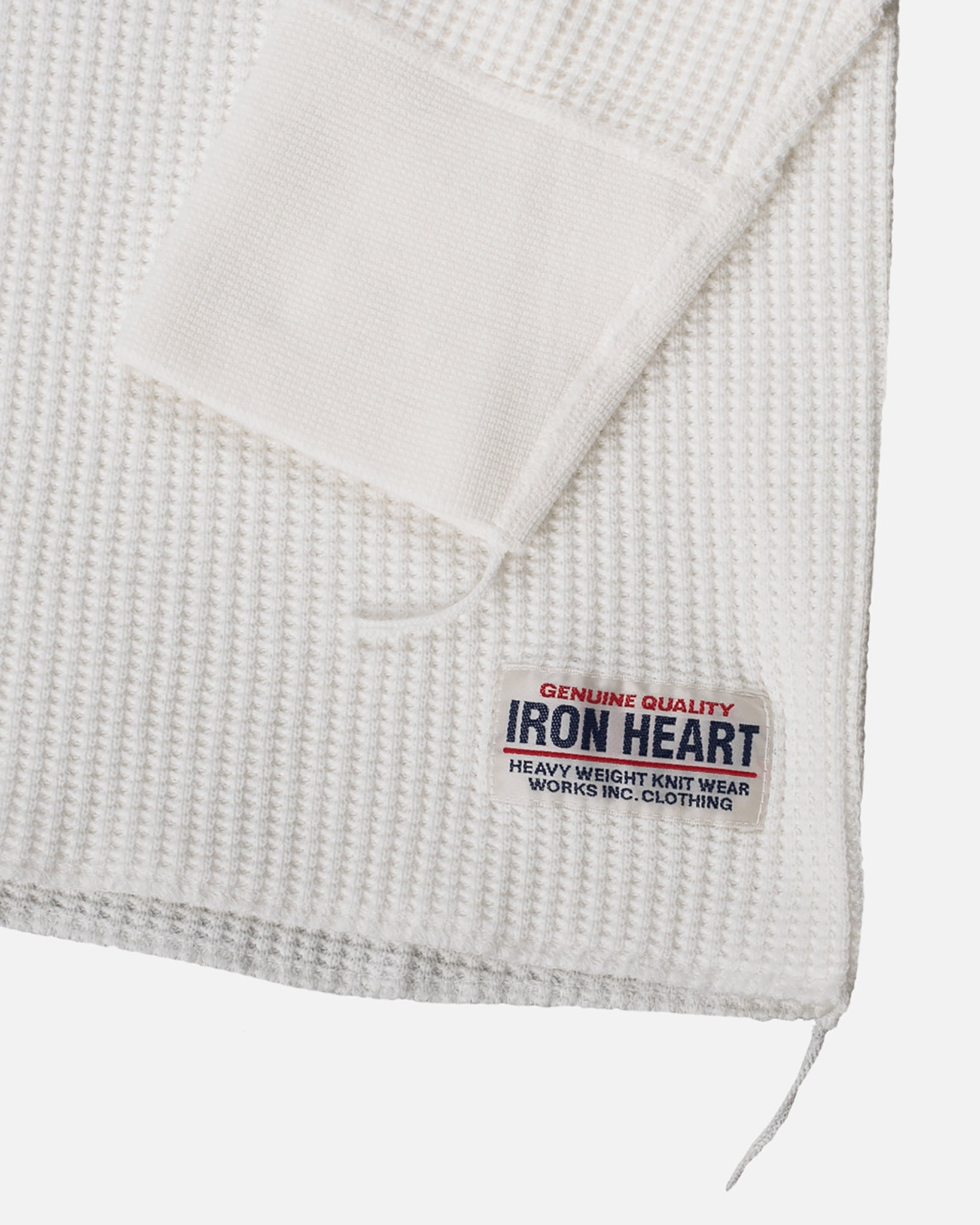 IHTL-1301-WHT Waffle Knit Long Sleeved Crew Neck Thermal Top - White - 5