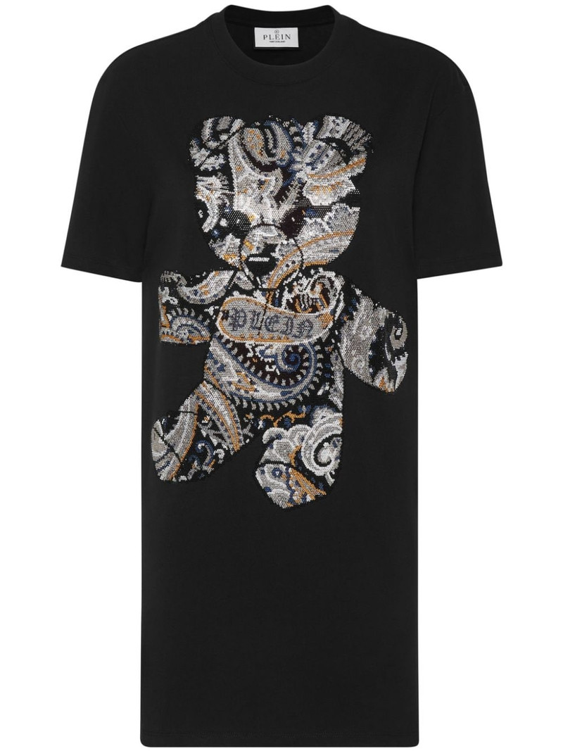 teddy bear-print cotton minidress 1