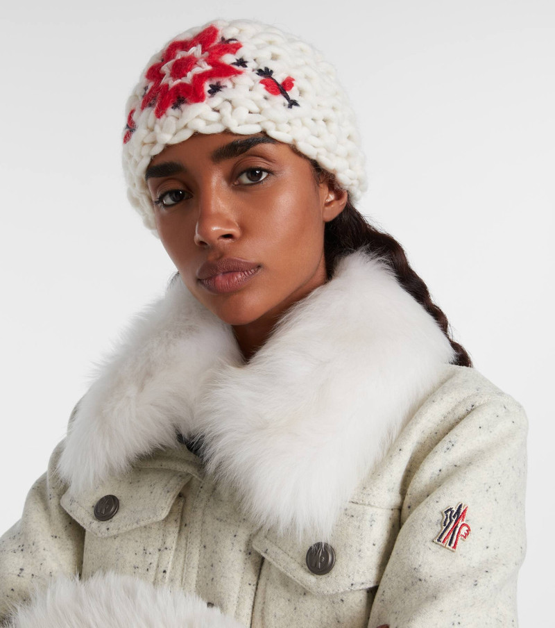 Moncler Embroidered wool-blend headband outlook