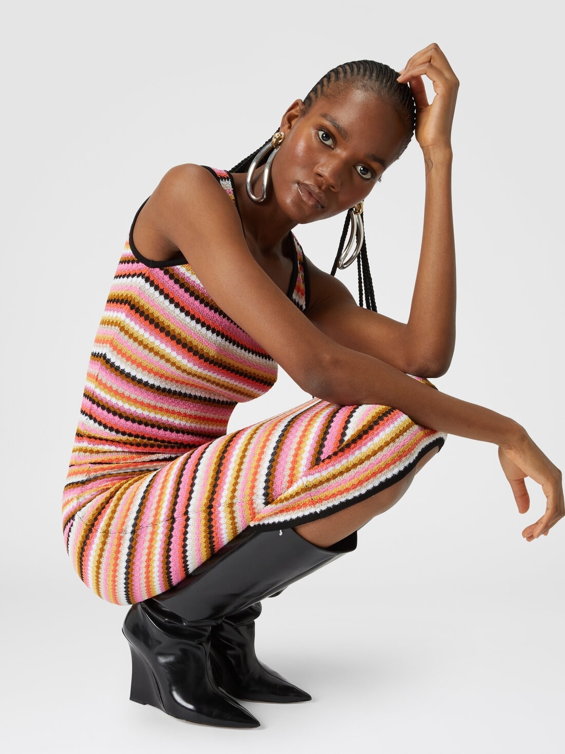 Zigzag cotton and viscose midi skirt - 4