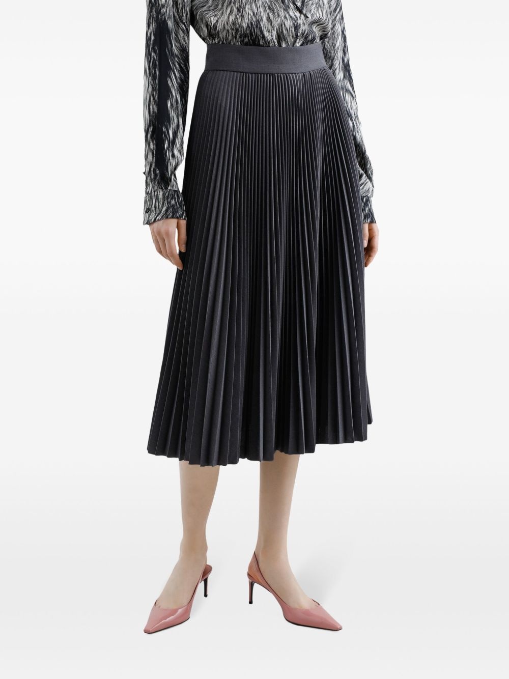 plissé-effect midi skirt - 4
