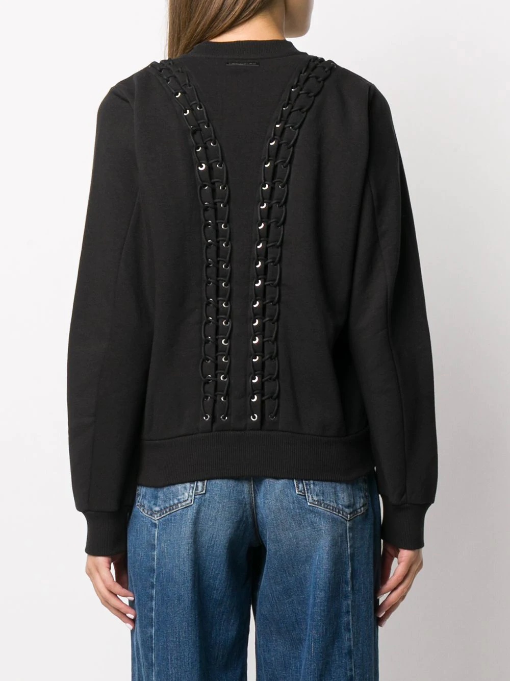 lace-up rib-trimmed sweatshirt - 4