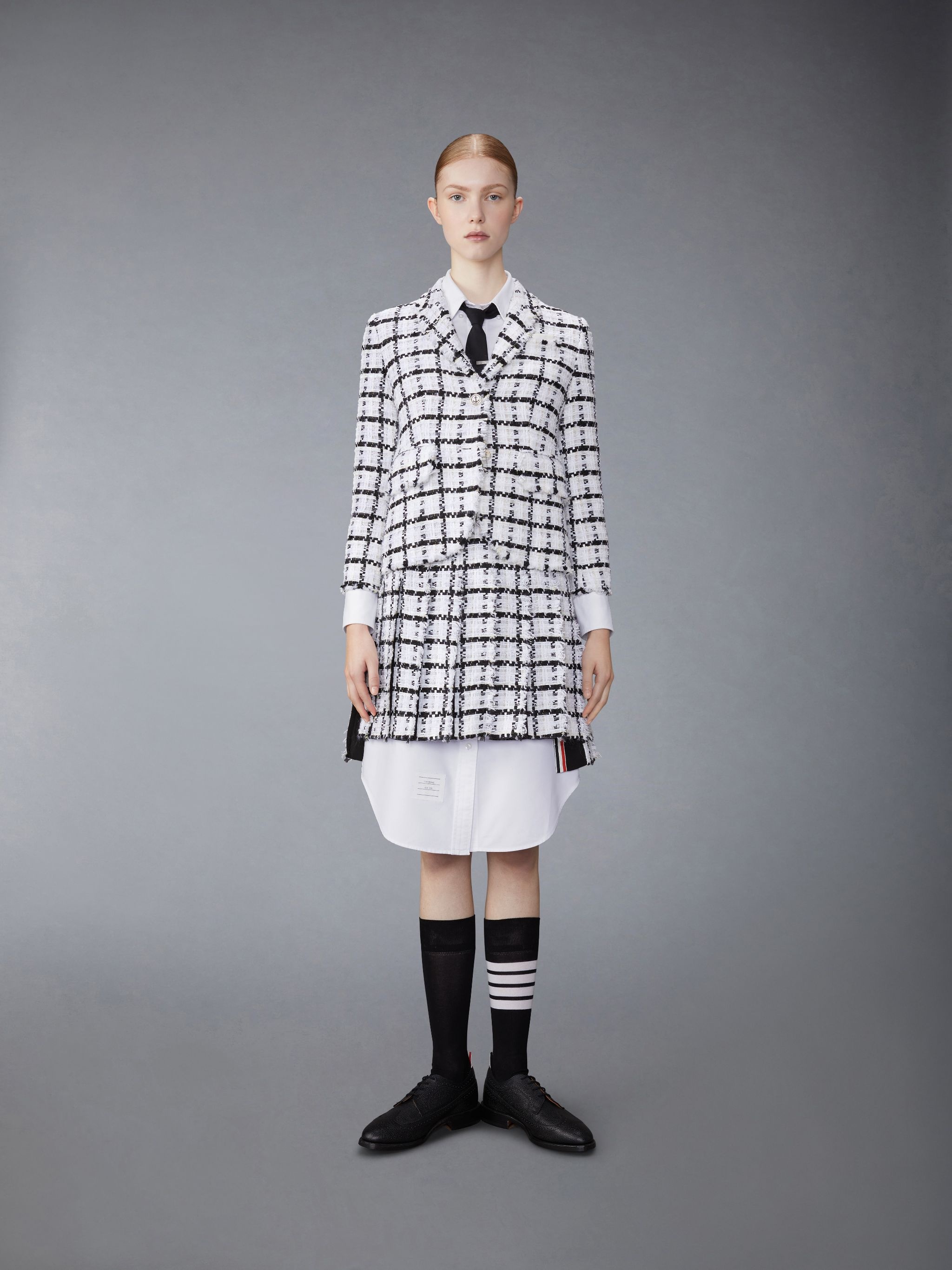 Windowpane Check Chiffon Tweed Fray Slim Fit Sport Coat - 6