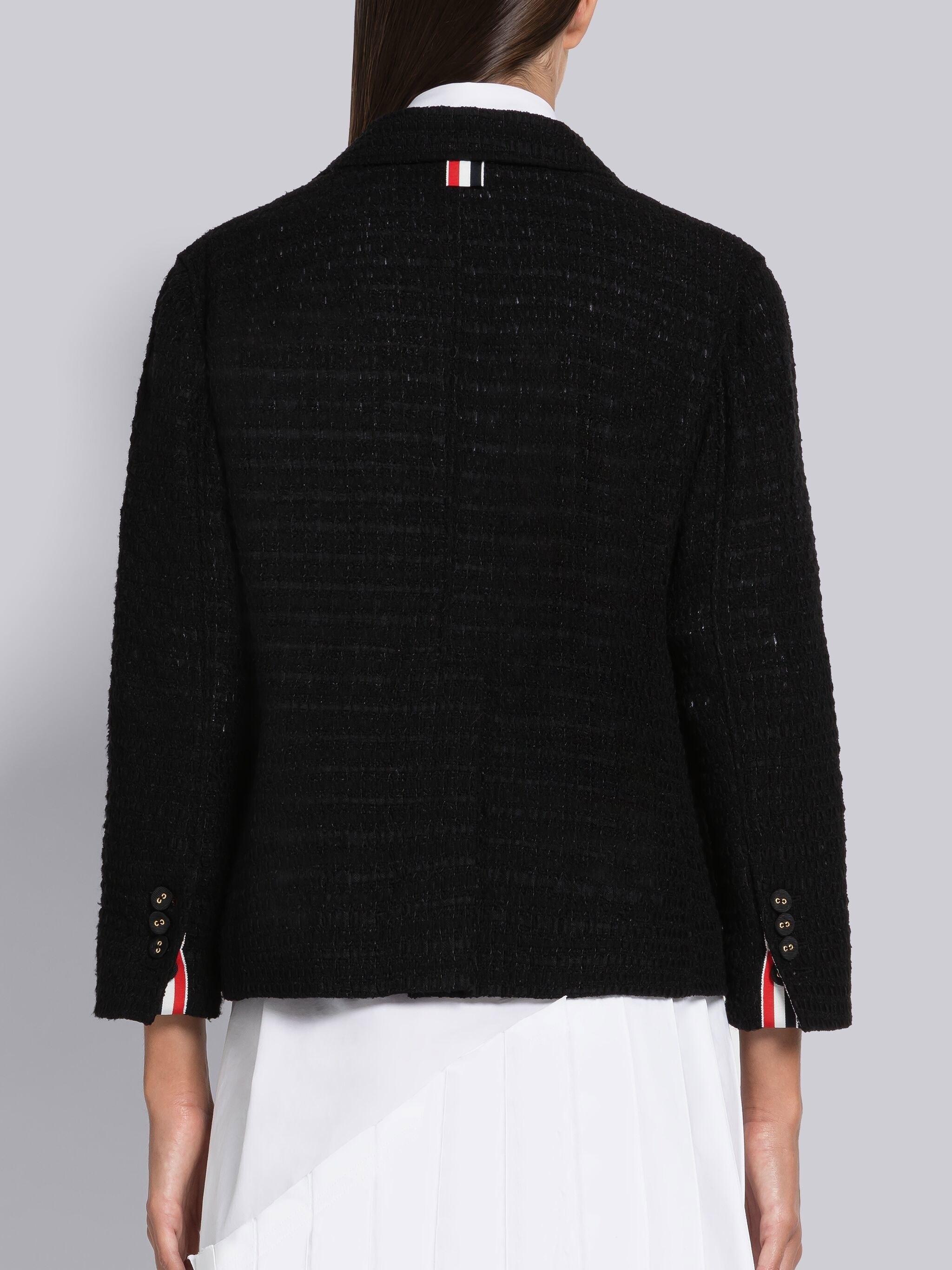 Seersucker Tulle Tweed Cropped Sack Sport Coat - 3