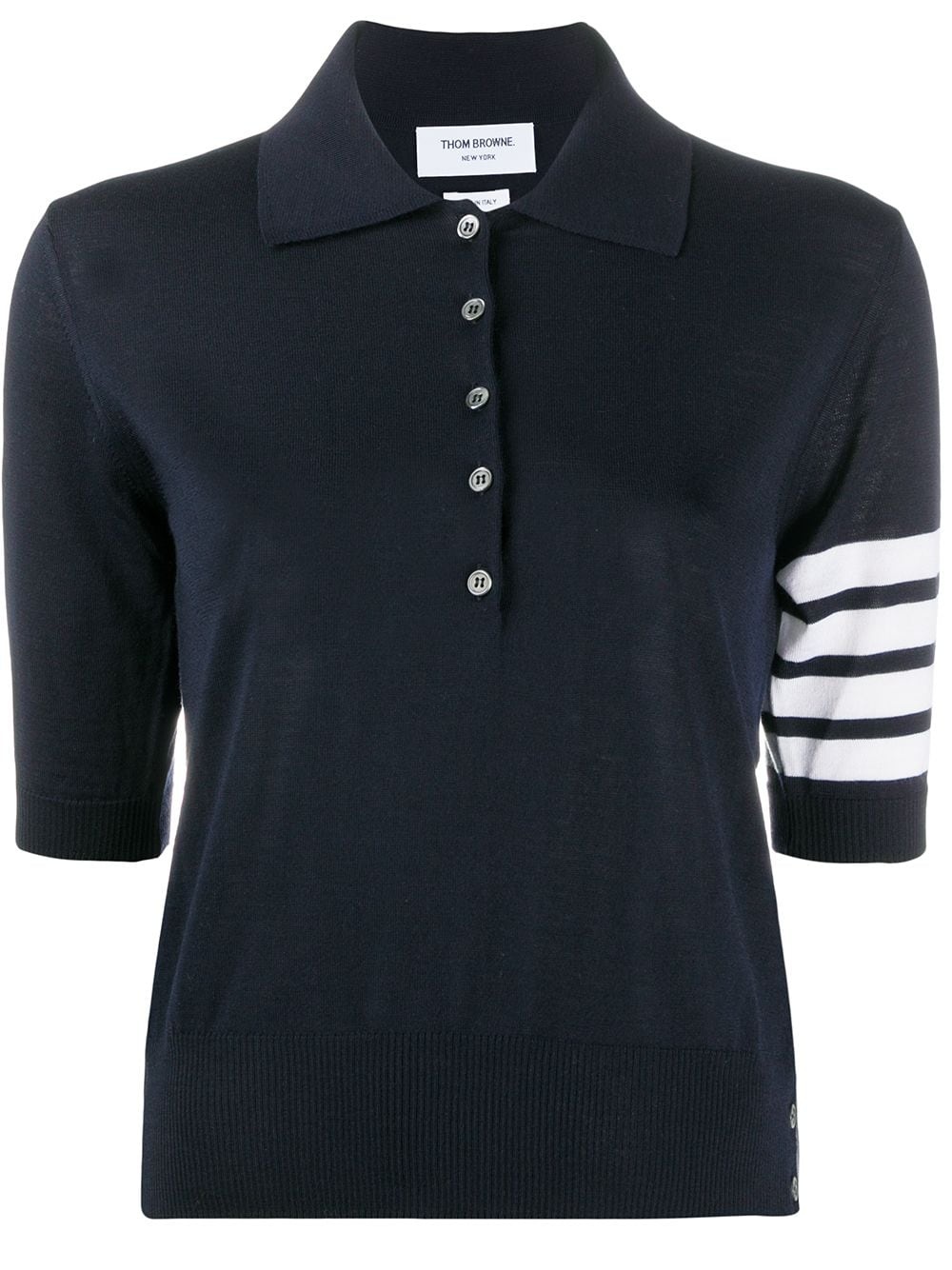 merino polo top with stripe detail - 1