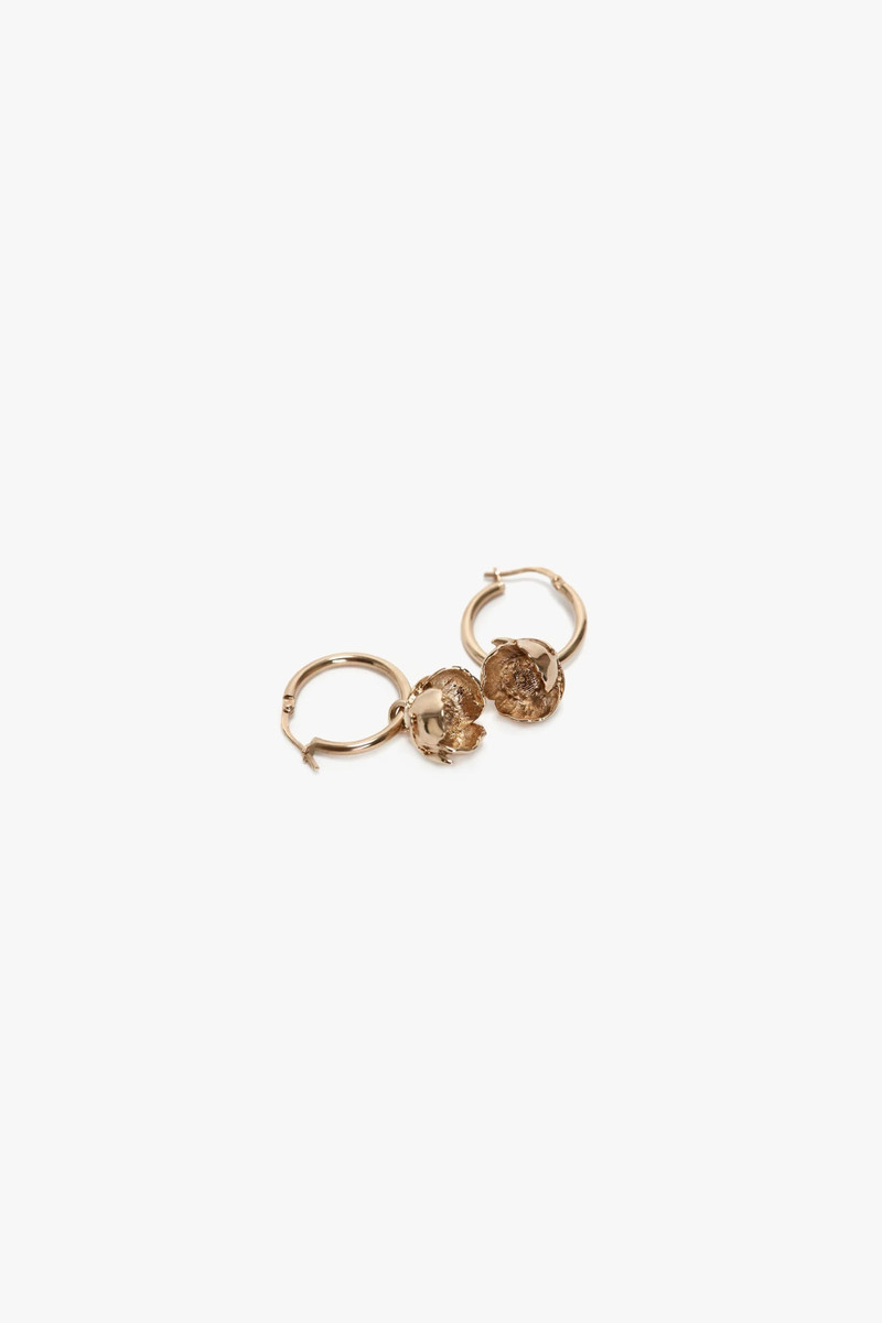 Exclusive Camellia Flower Hoop Earrings In Gold 4