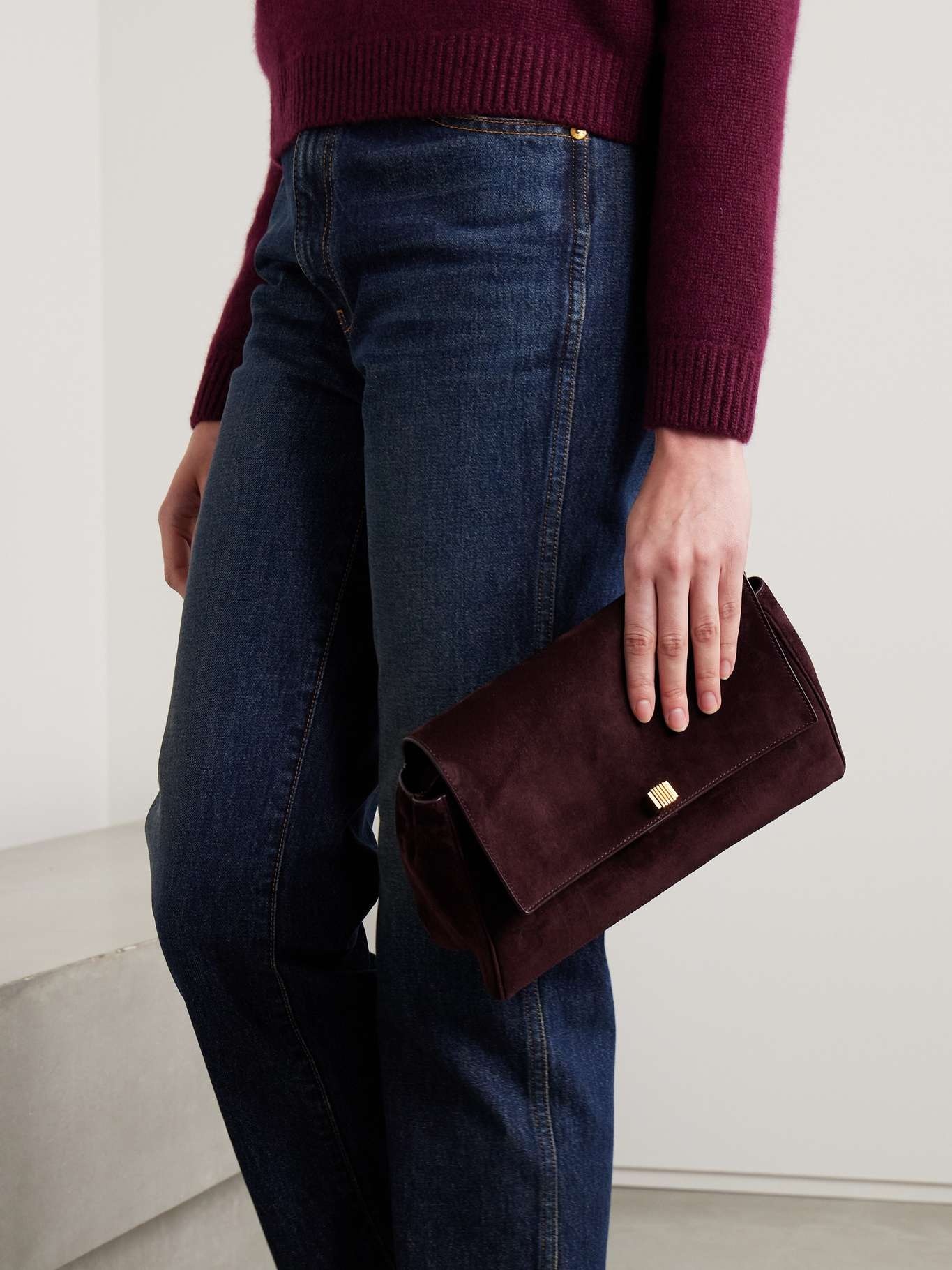 Cate suede shoulder bag Burgundy - 6