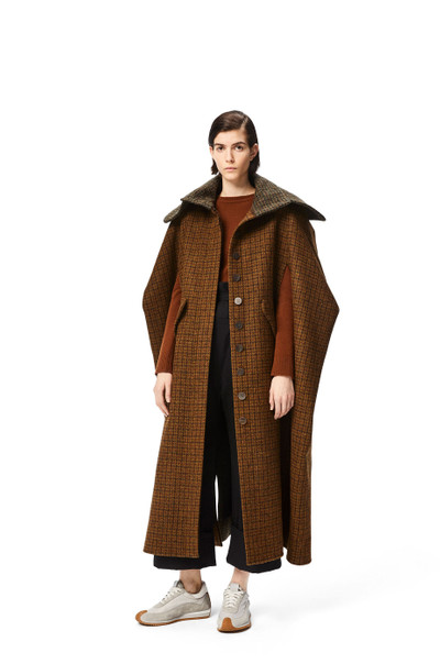 Loewe Houndstooth cape coat in wool and viscose outlook