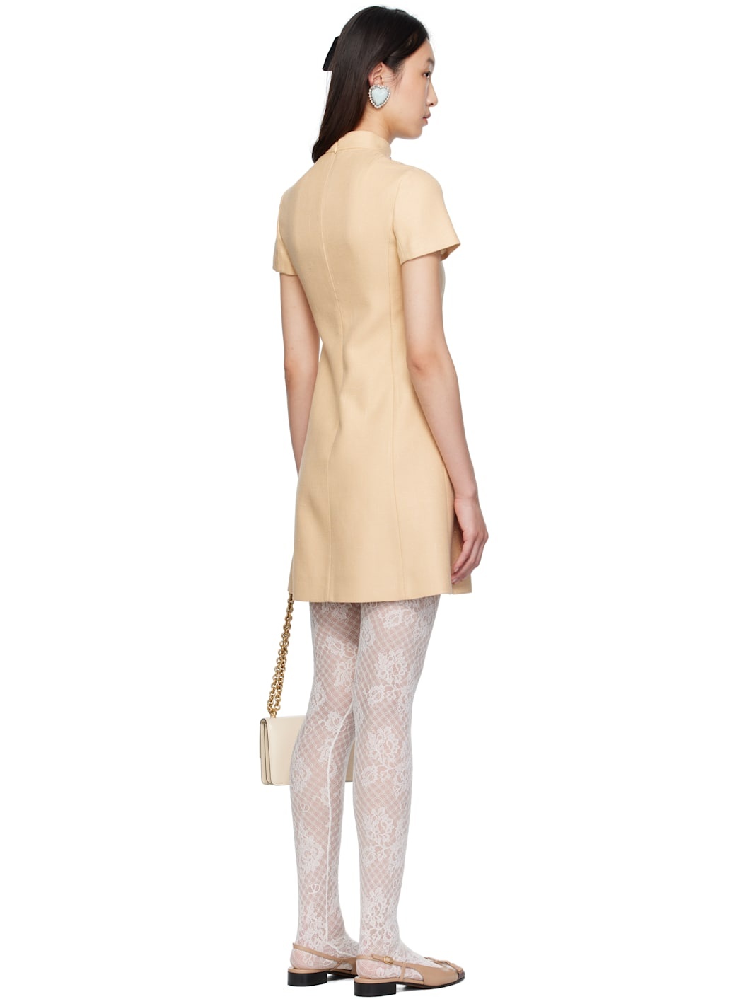 Beige Rustic Silk Minidress - 3