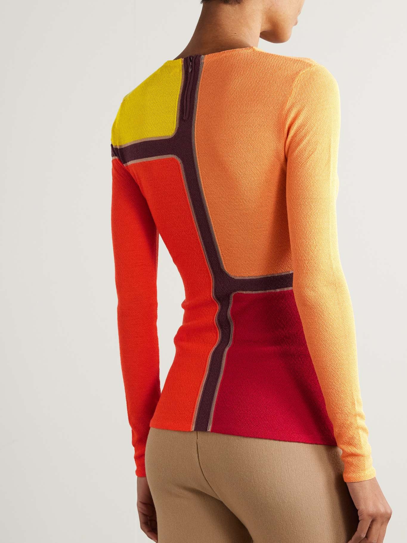 Atreus paneled color-block wool-blend sweater Orange - 3