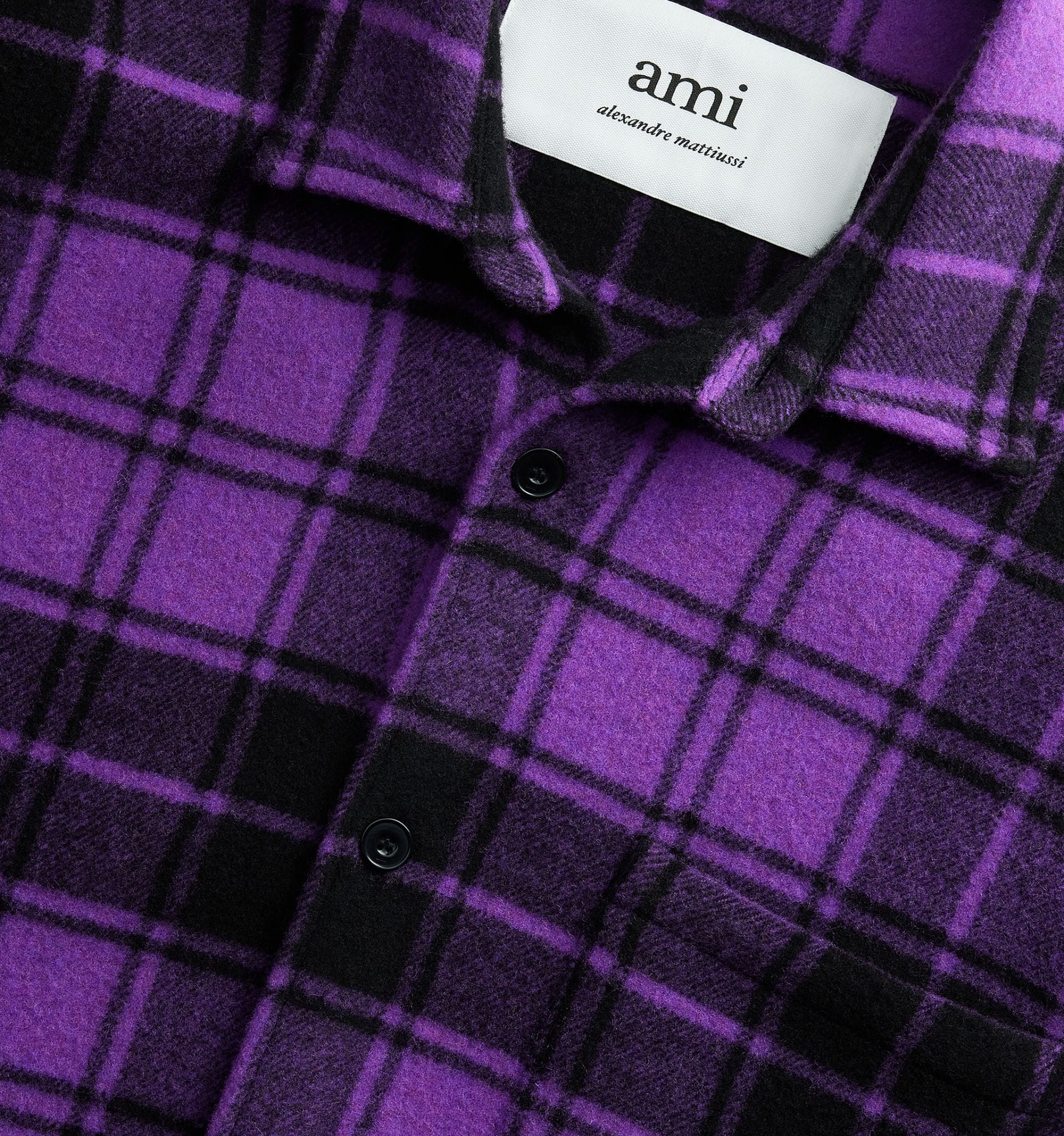Checked Overshirt With Ami Paris Print - 4