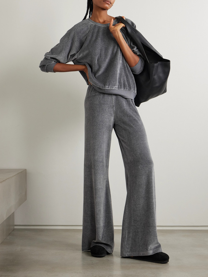 SUZIE KONDI Zephyra Cotton-blend Velour Wide-leg Pants outlook
