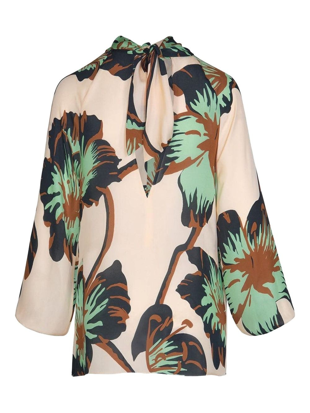 floral-print tie-neck tunic - 2