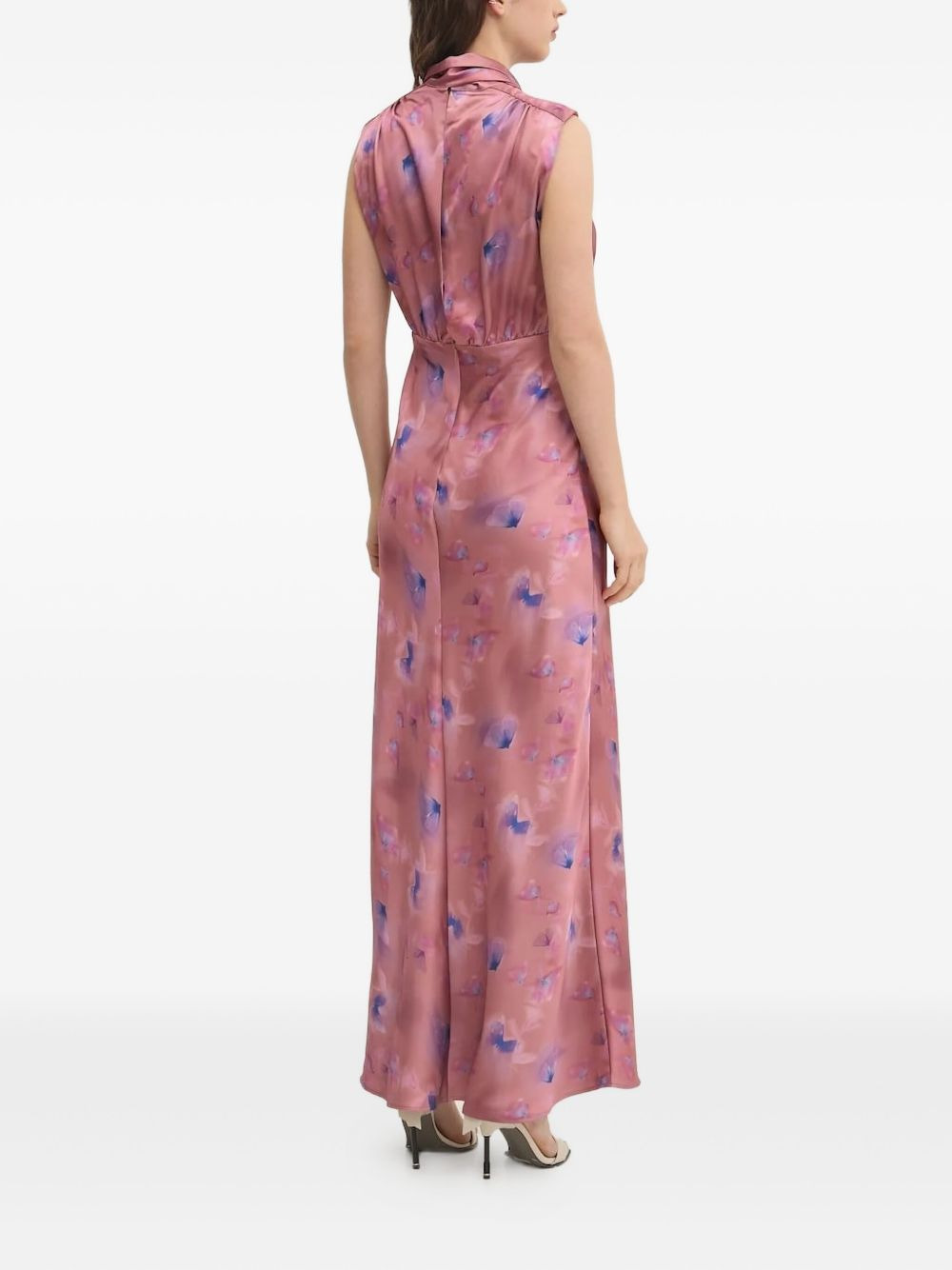 butterfly-print satin maxi dress - 2