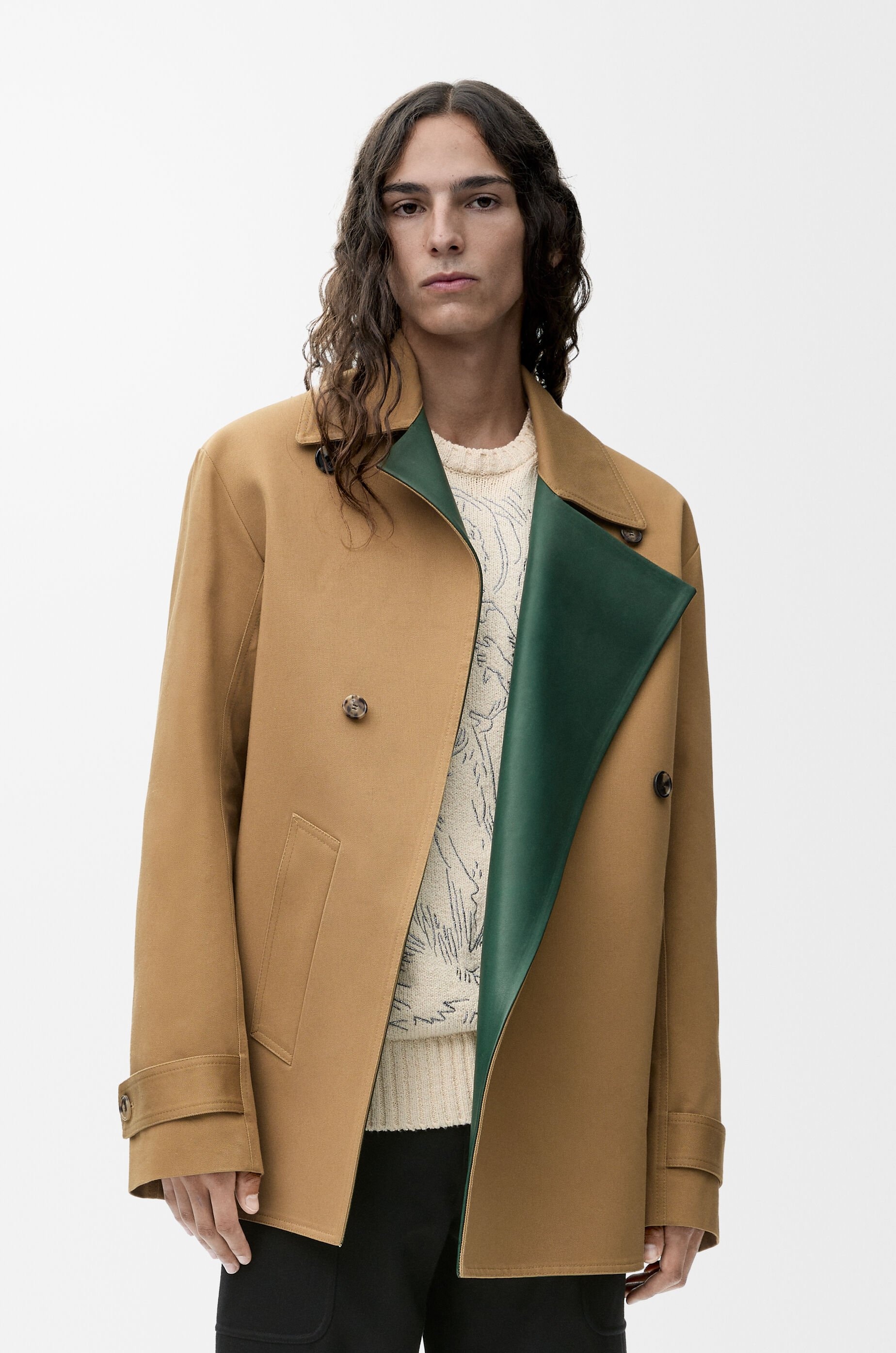 Coat in cotton and nappa calfskin - 3