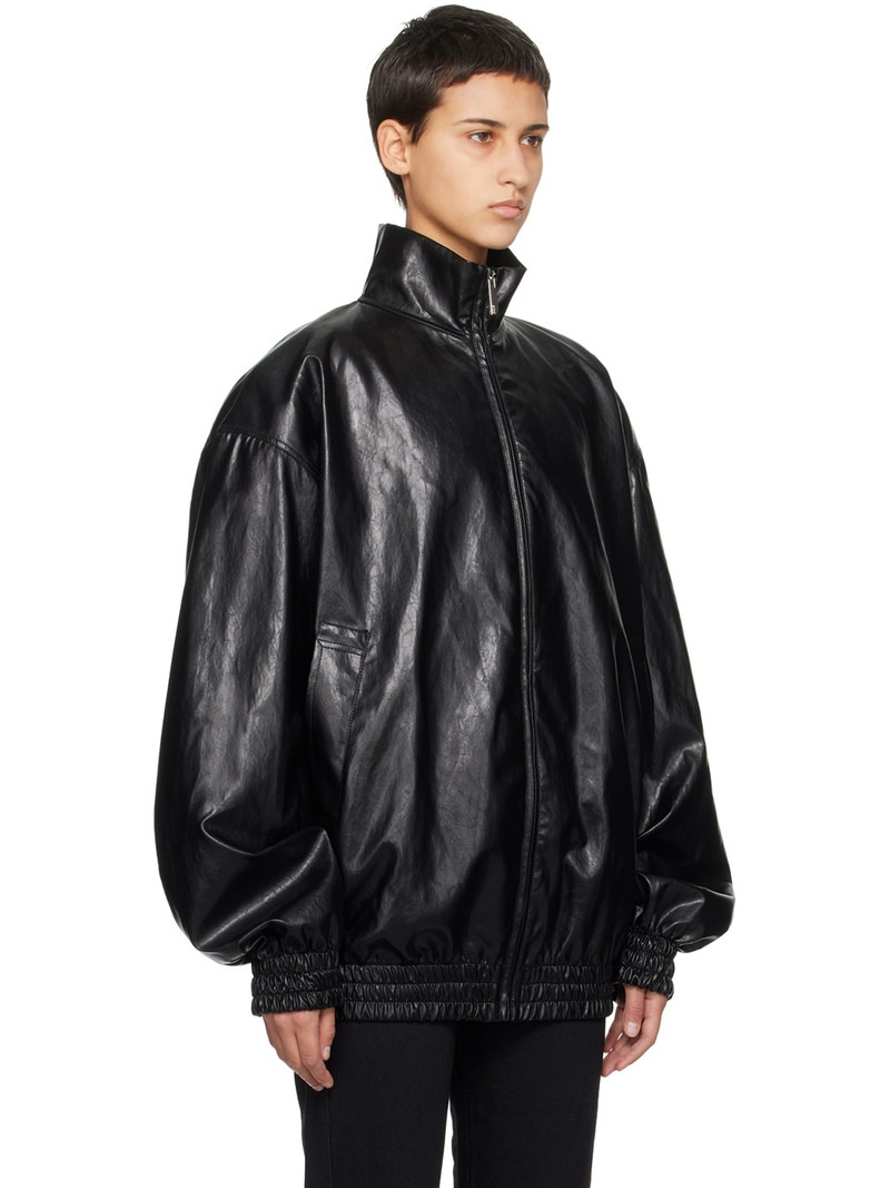 Black Oversized Faux-Leather Jacket 2