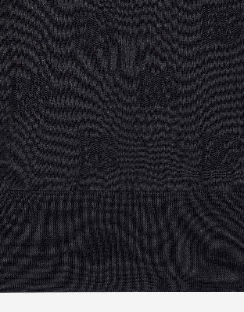 Silk round-neck sweater with all-over DG inlay 4