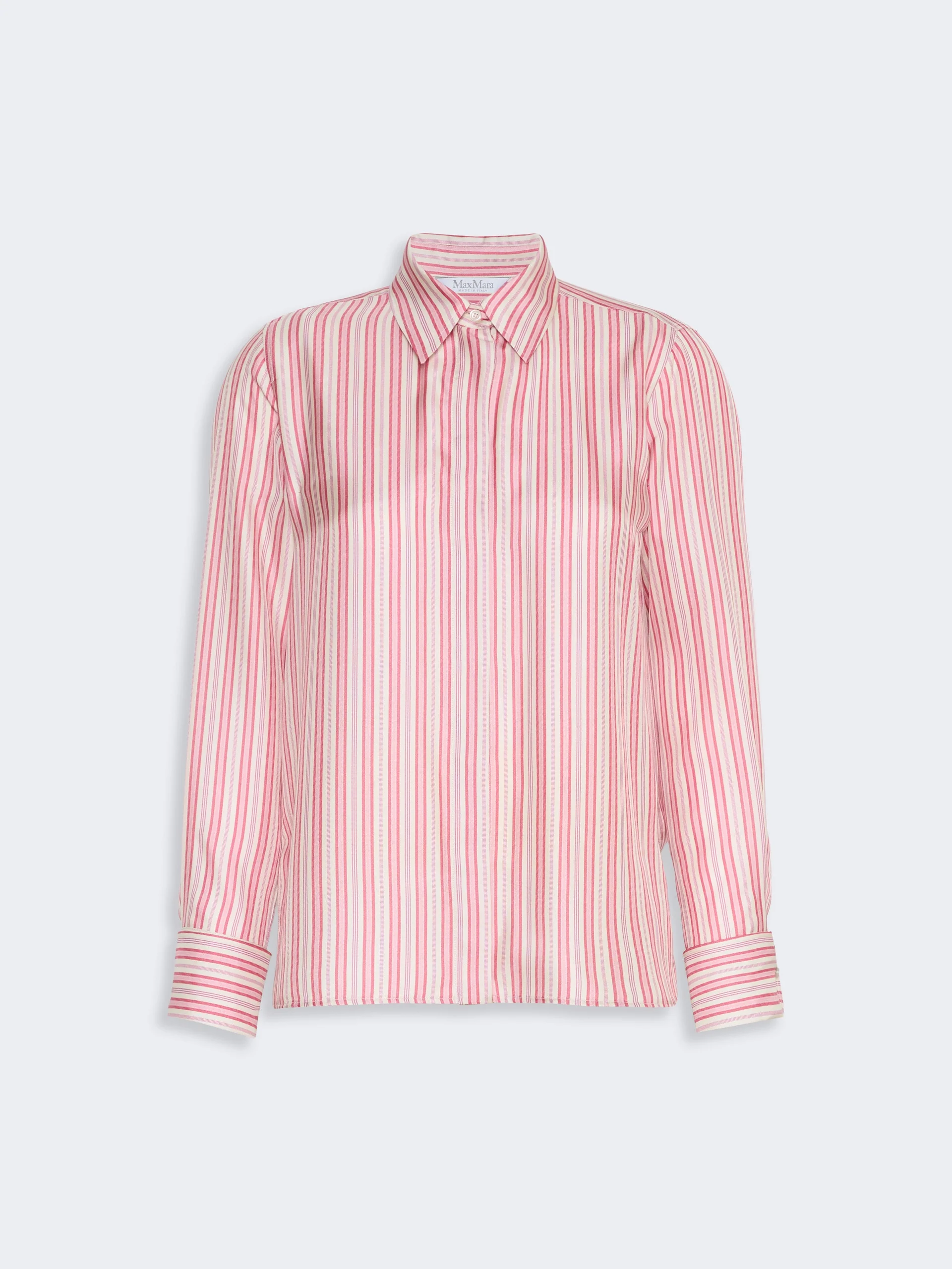 ECCESSO Stripe-print silk shirt - Pink Red - 1