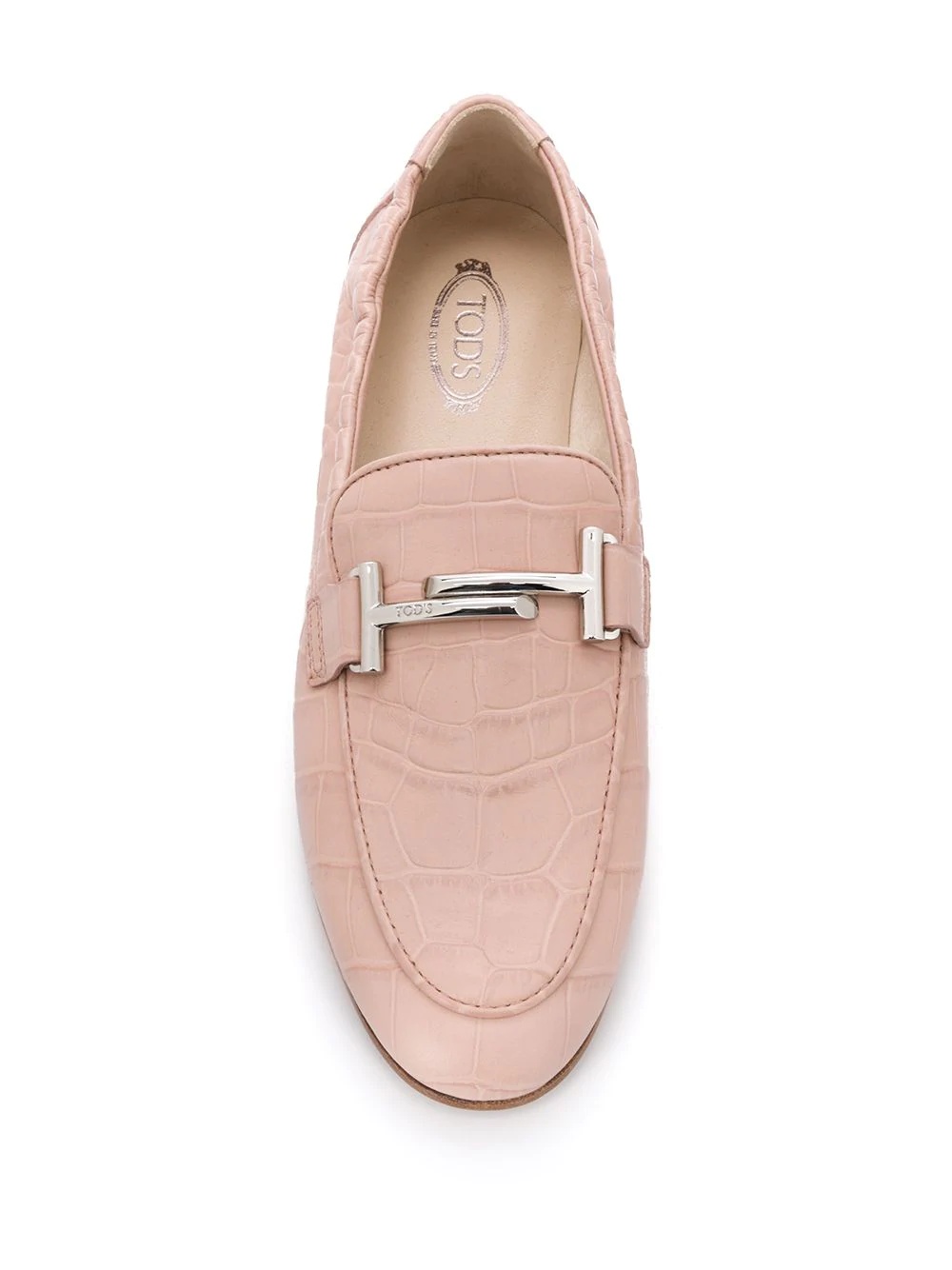 crocodile effect leather loafers - 4