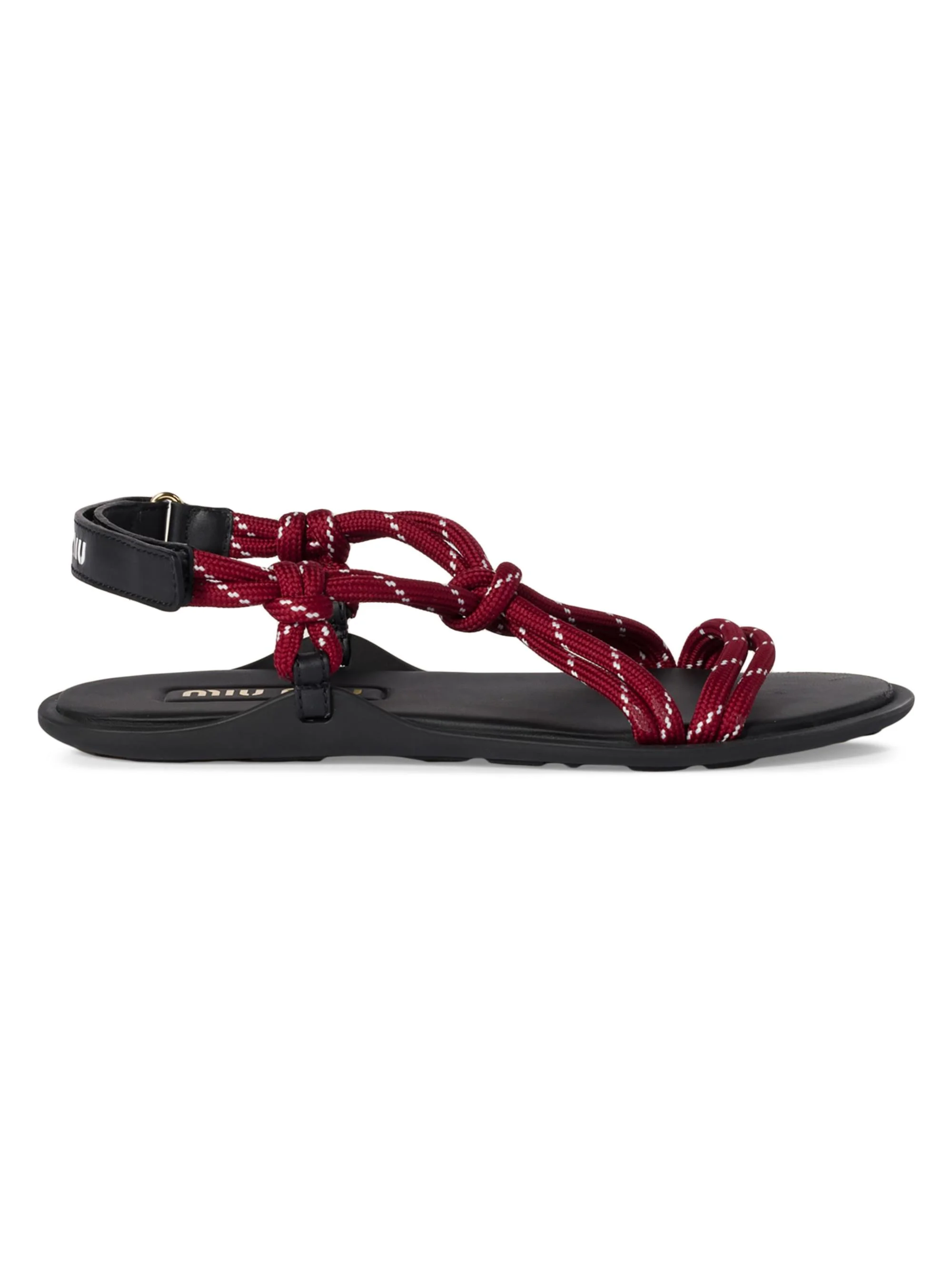Women's Riviere Cord and Leather Sandals - Dark Red - 1