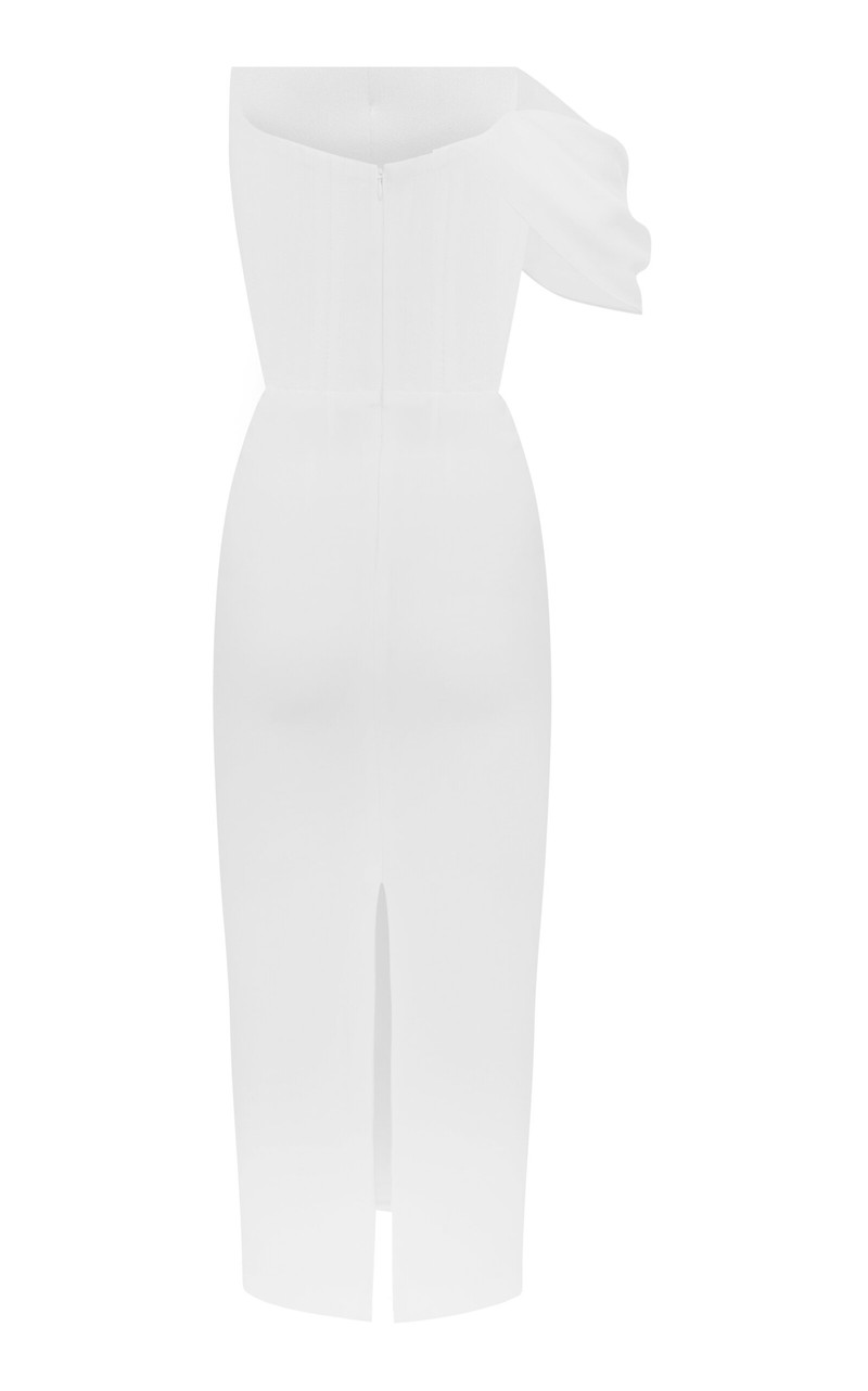 Draped Crepe Corset Midi Dress white 5