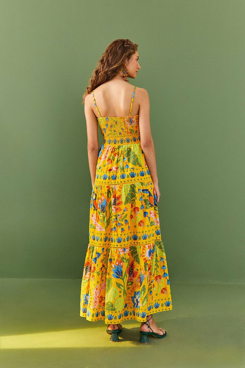Yellow Summer Garden Sleeveless Maxi Dress 4