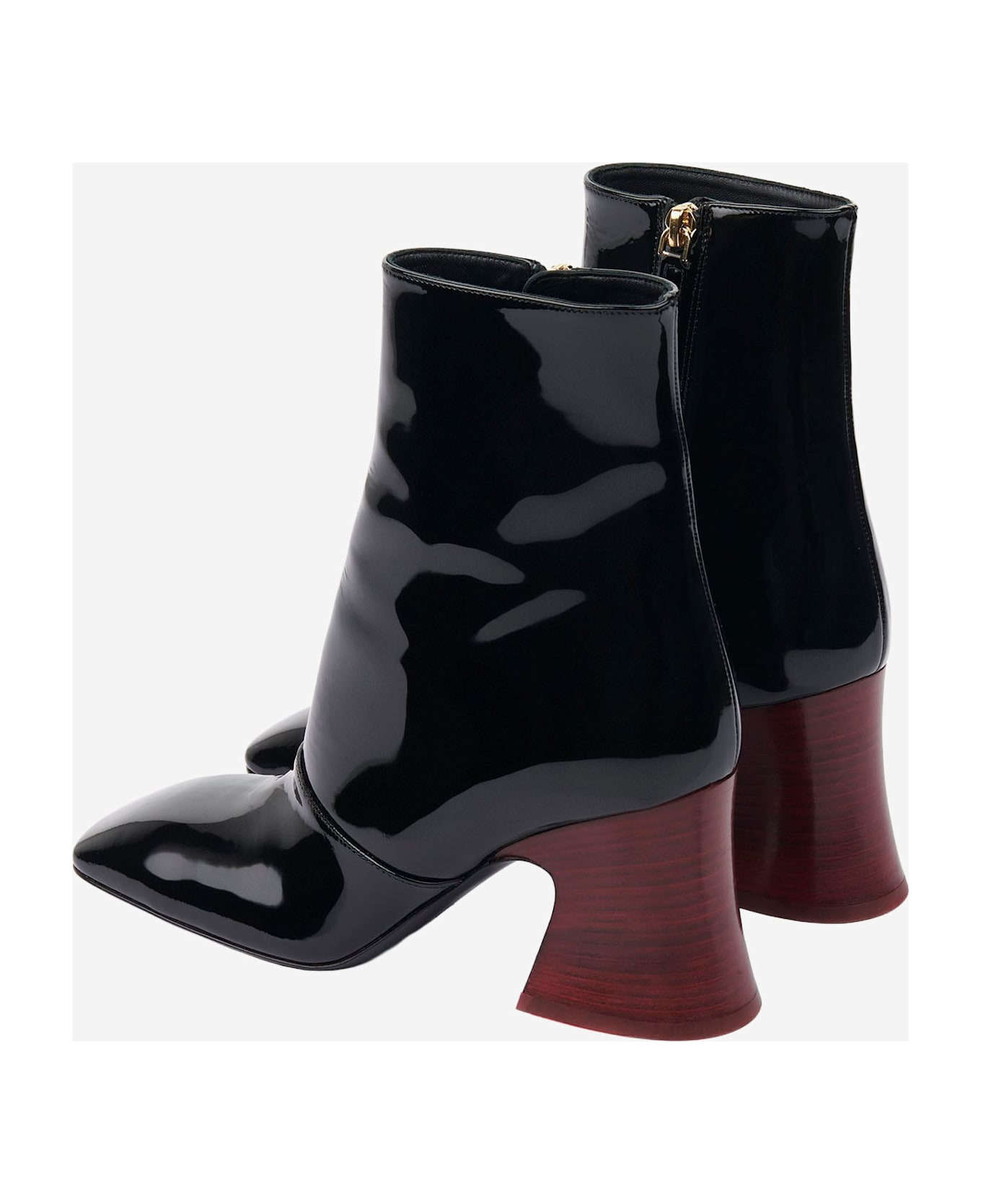 Janis Ankle Boots With Glossy Leather Heel - 3
