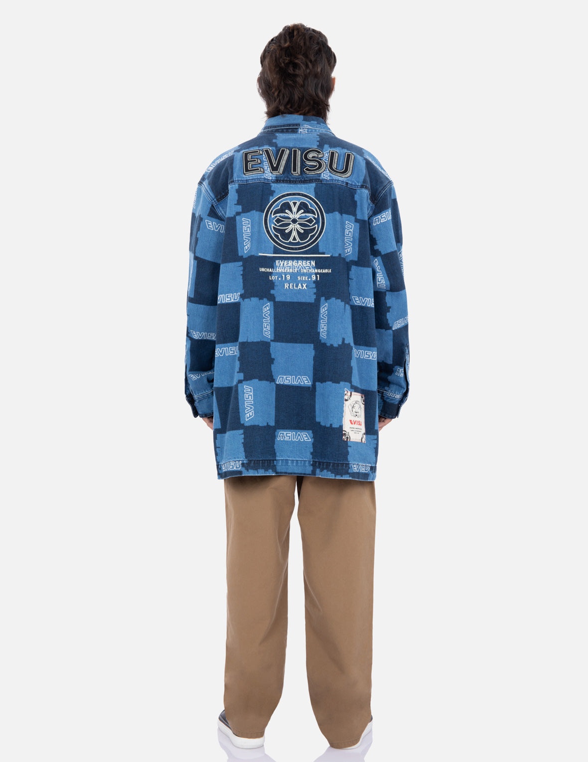 Allover Check Pattern Print Denim Shirt Jacket - 6