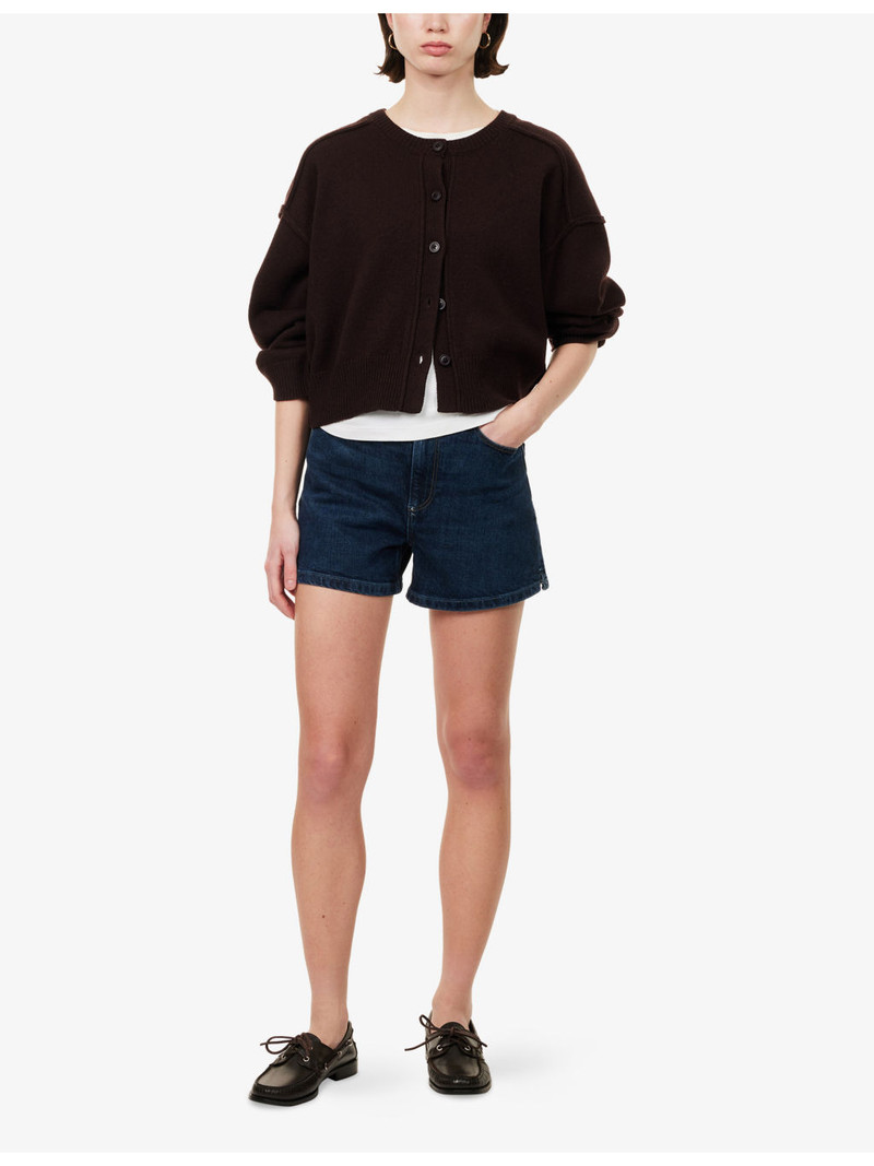 PAIGE Dani High-Rise A-Line Denim Shorts outlook