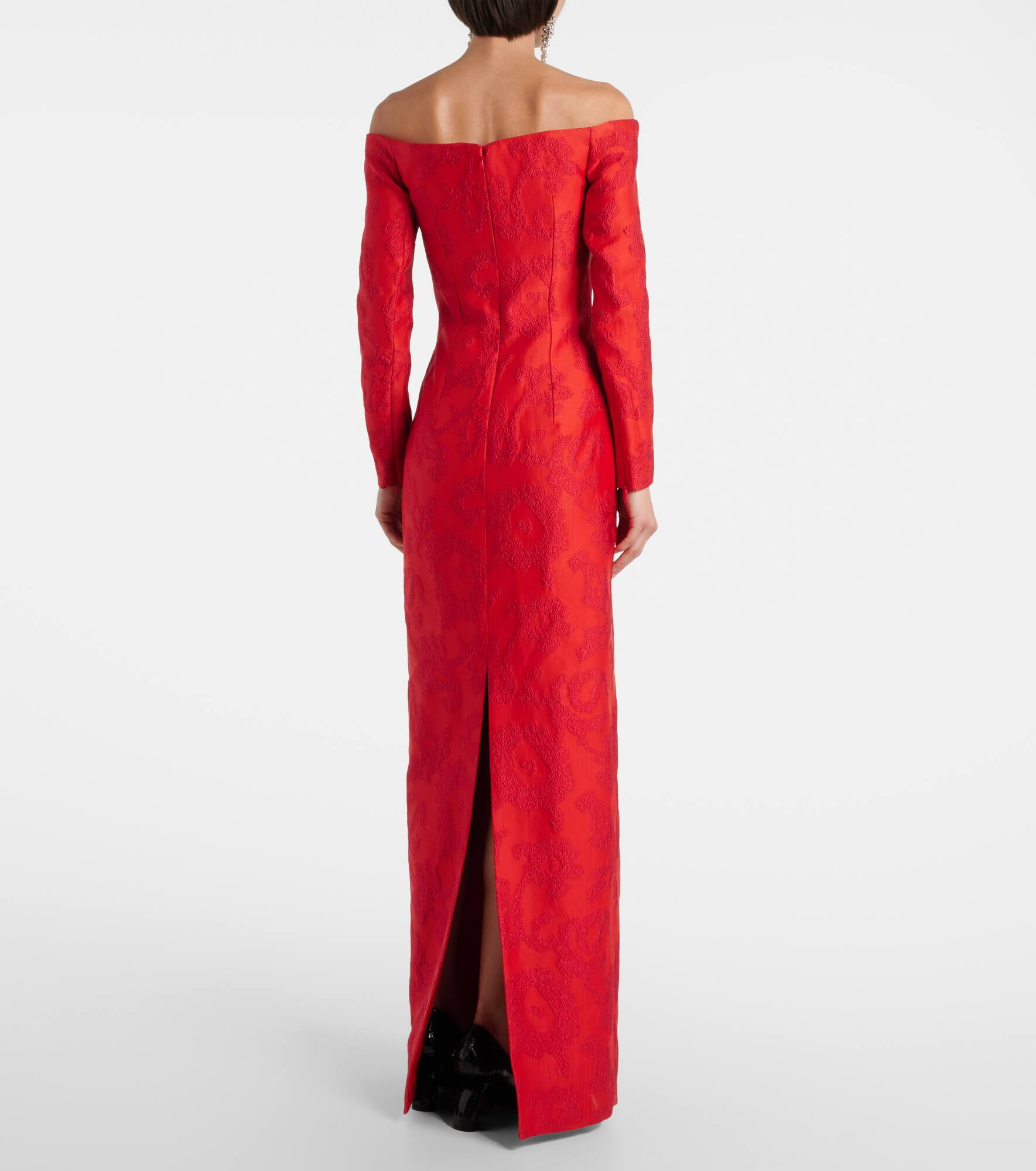 Zarith jacquard off-shoulder bouclé maxi dress - 3