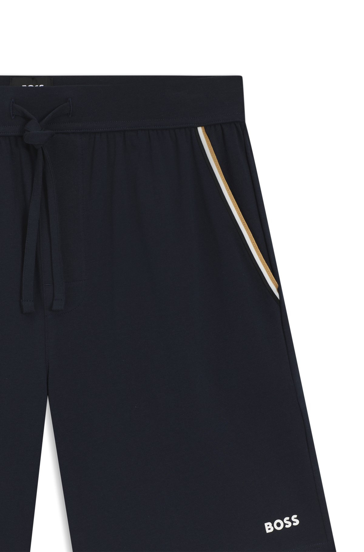 STRETCH-COTTON PAJAMA SHORTS WITH SIGNATURE-STRIPE TAPE - 6