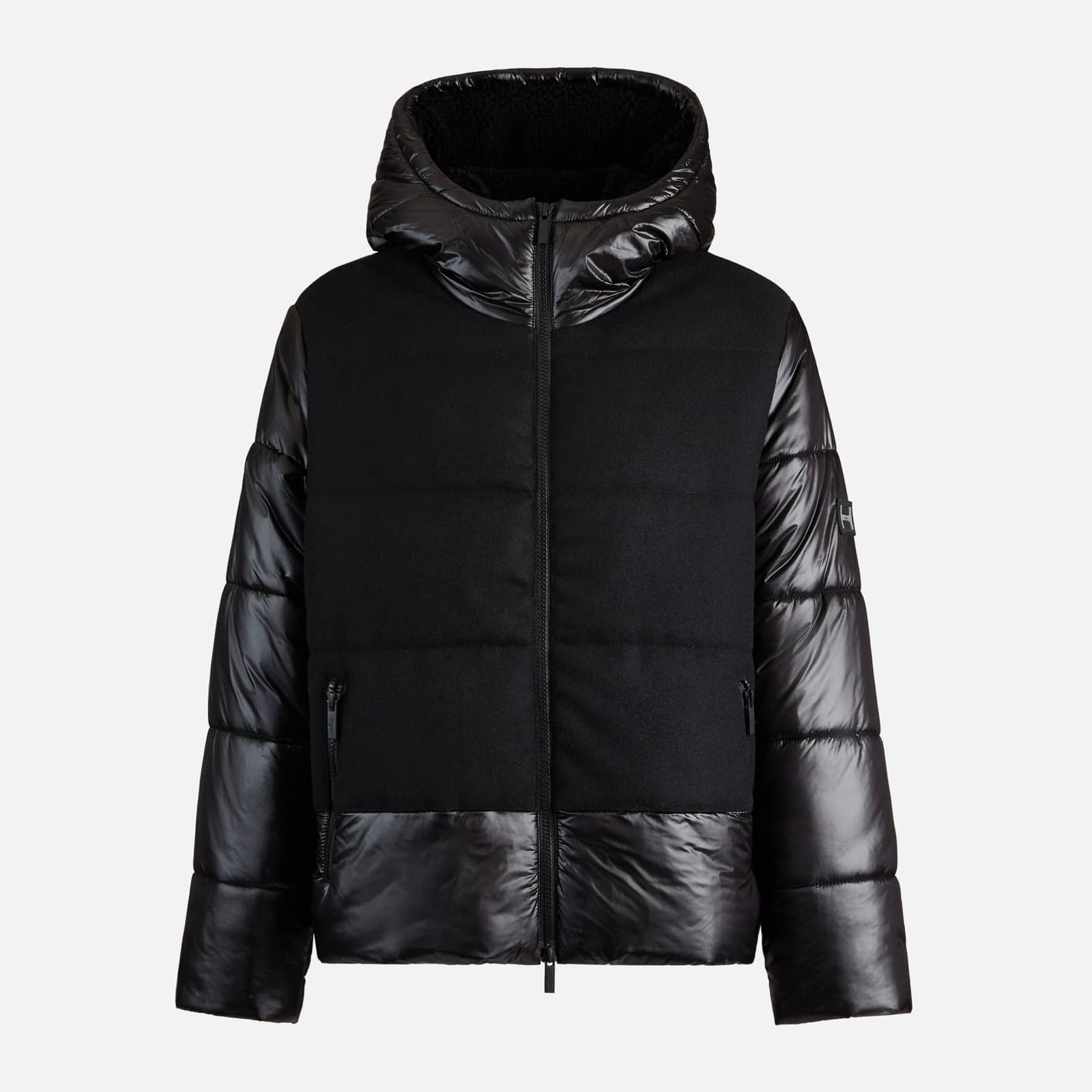 Bimaterial Quilted Jacket Black - 1